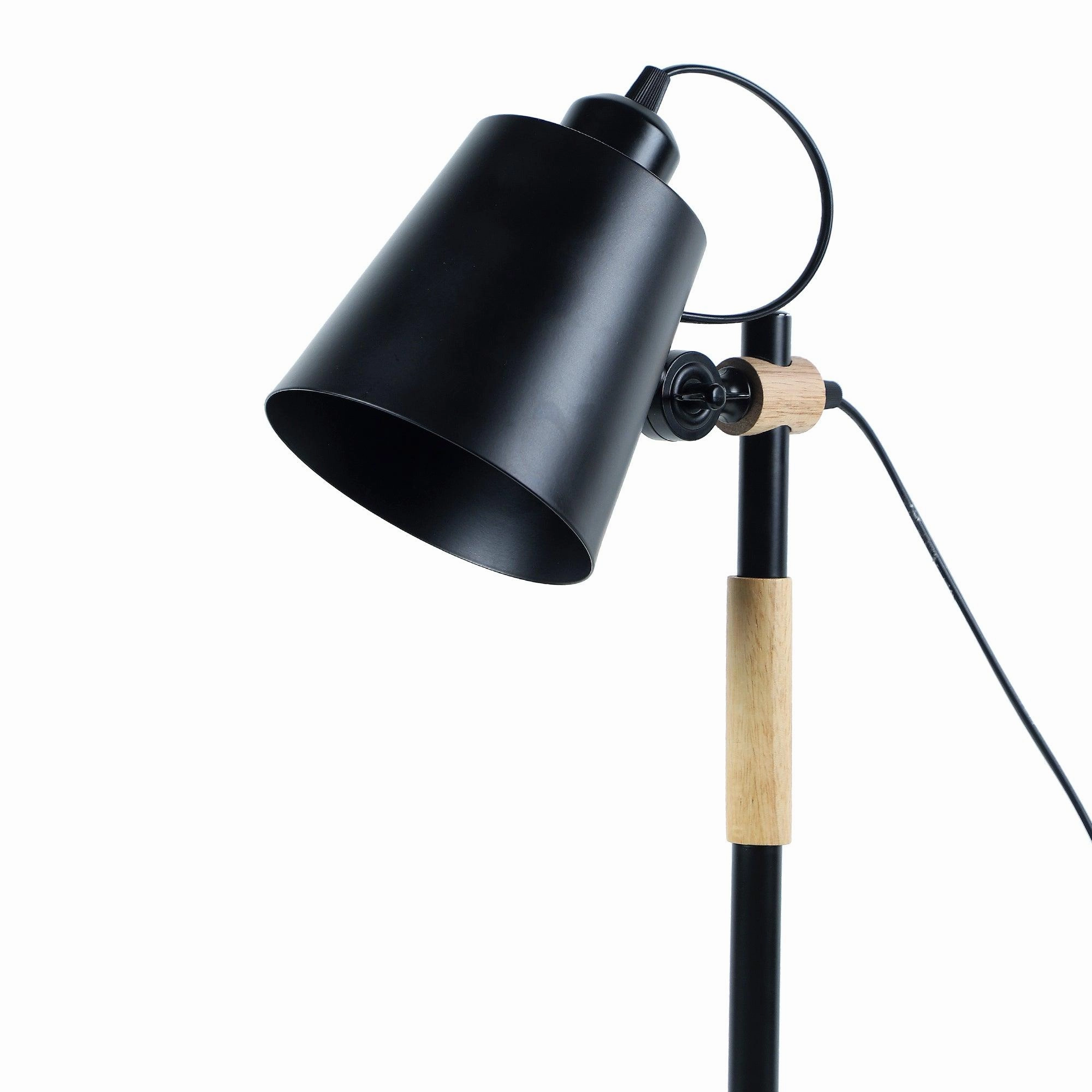 Modern Nordic Wood & Metal Study Lamp With Black Base By Ss Lightings