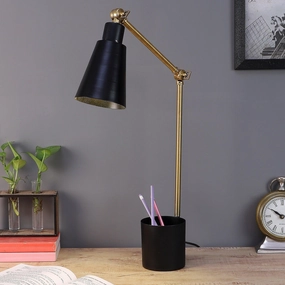 Modern Nordic Wood & Metal Study Lamp With Black Base By Ss Lightings decorative ceiling fixture