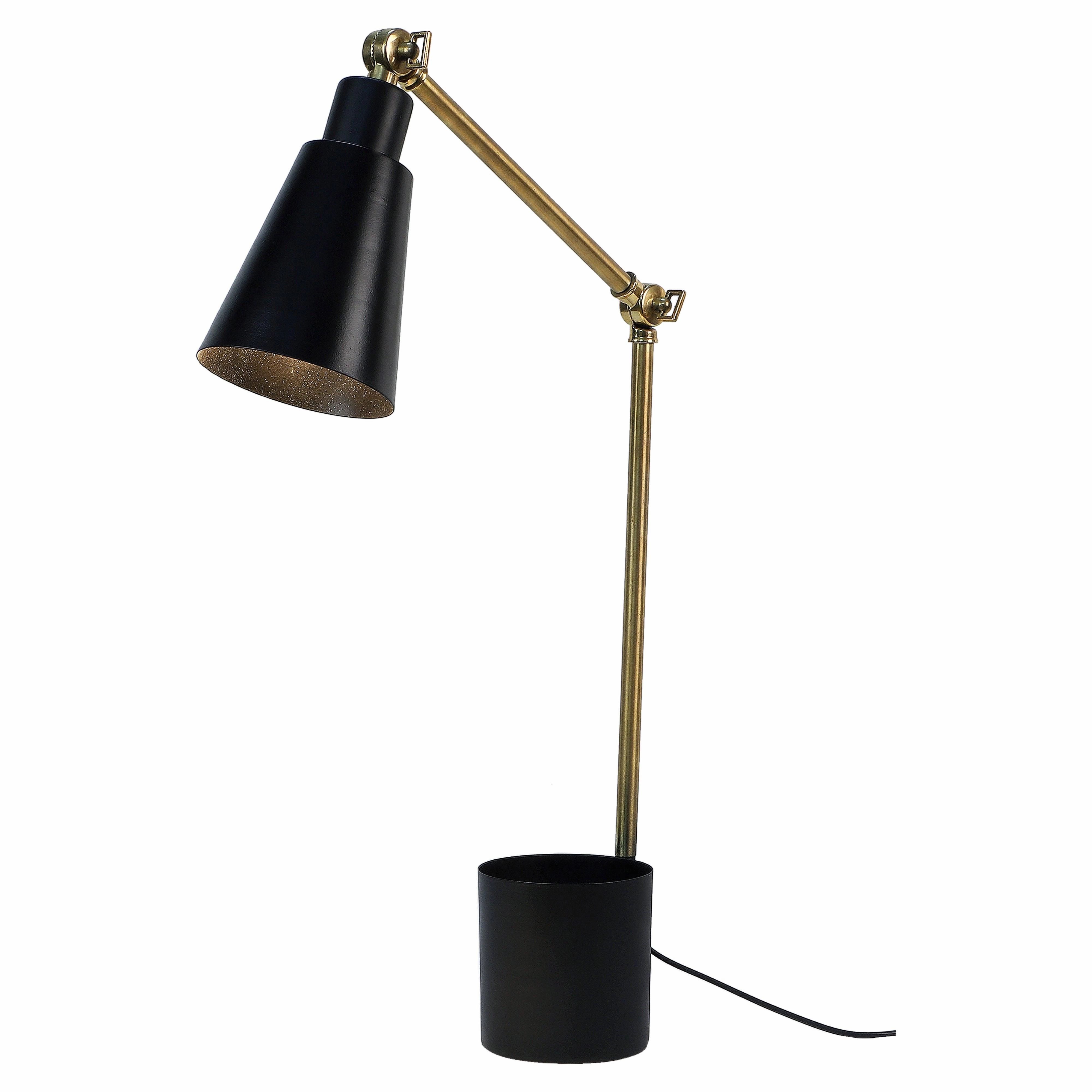 Modern Nordic Wood & Metal Study Lamp With Black Base By Ss Lightings