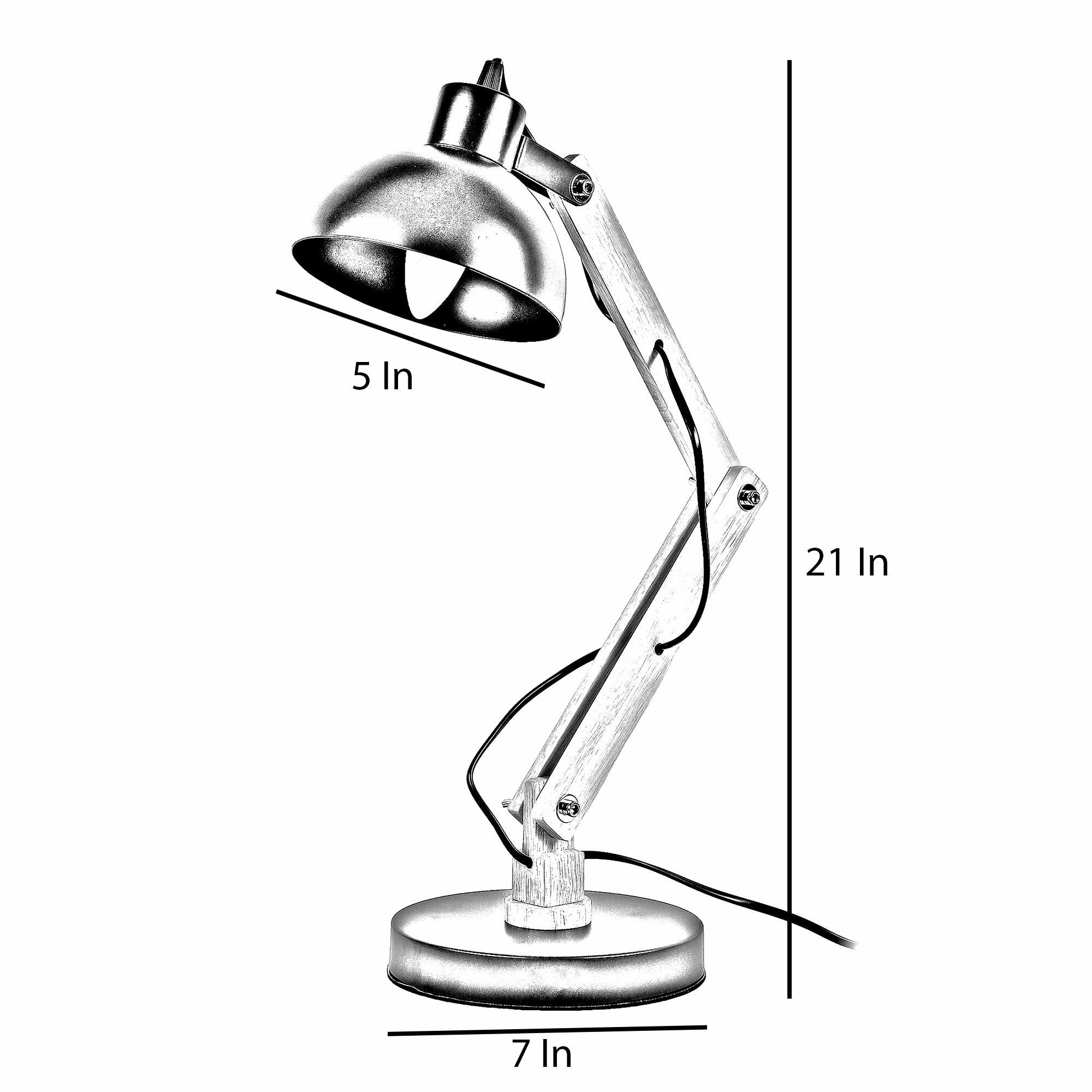 Modern Nordic Wood & Metal Study Lamp With Black Base By Ss Lightings