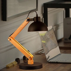 Modern Nordic Wood & Metal Study Lamp With Black Base By Ss Lightings decorative ceiling fixture