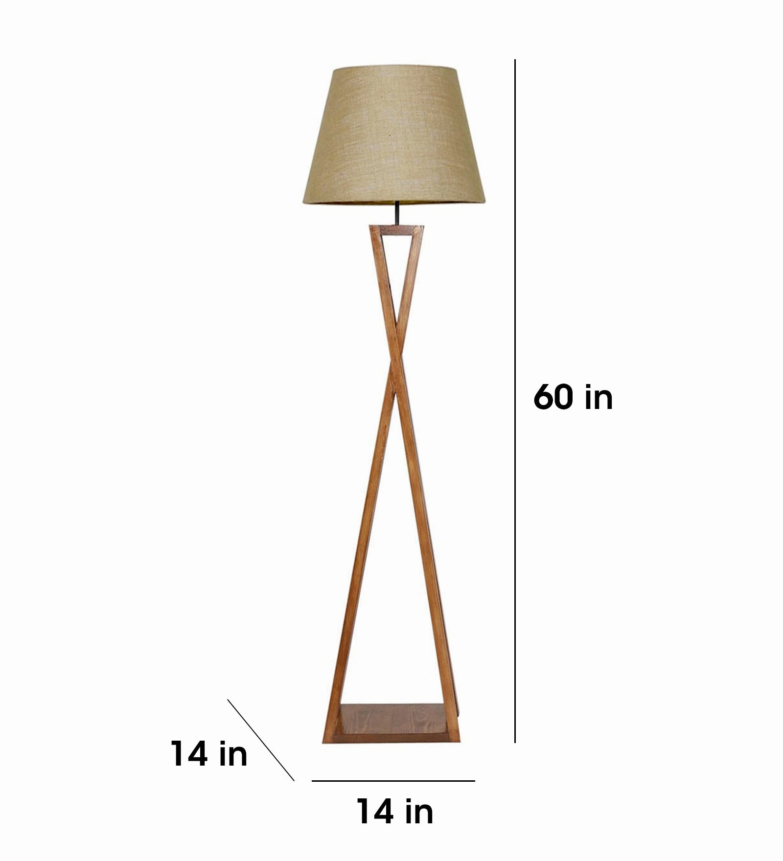 Monica Wooden Floor Lamp with Premium Beige Fabric Lampshade (BULB NOT INCLUDED)