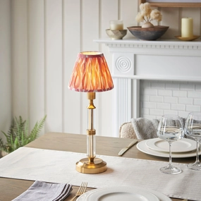 Morton Rechargeable Table Lamp & Ikat 16cm Coral Pink Shade ceramic table lamp