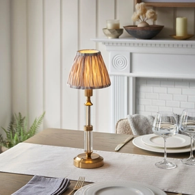 Morton Rechargeable Table Lamp & Ikat 16cm Neutral Shade ceramic table lamp