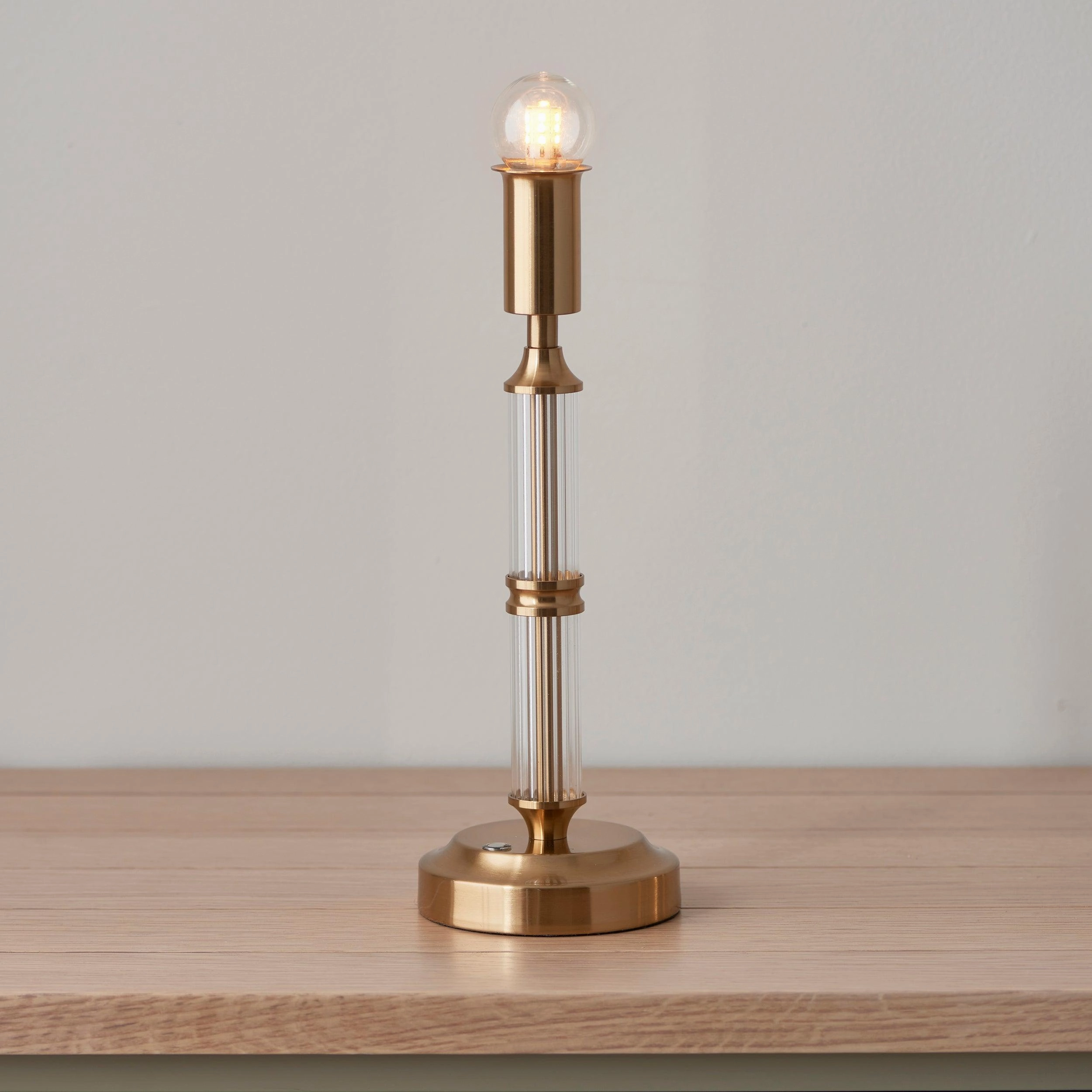 Morton Rechargeable Table Lamp & Ikat 16cm Neutral Shade