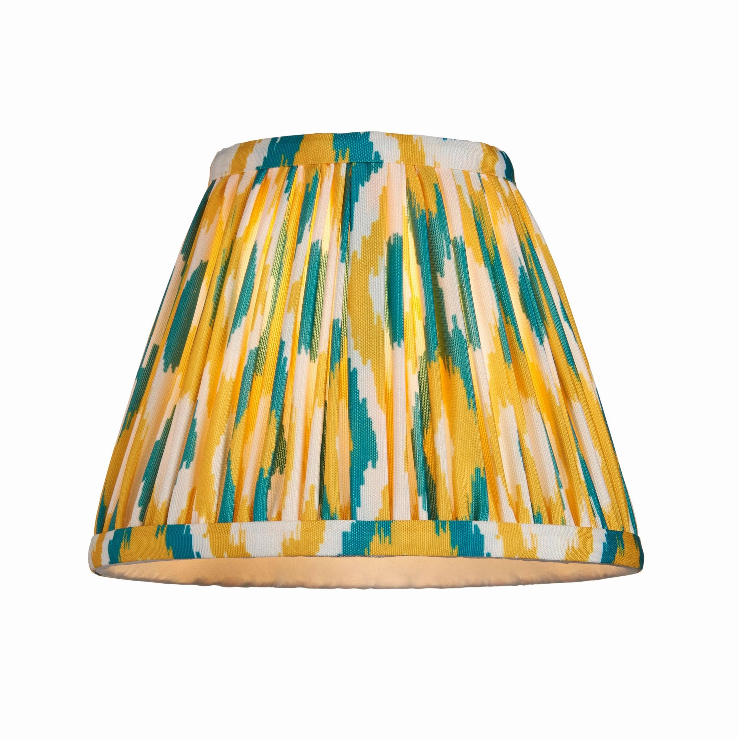 Morton Rechargeable Table Lamp & Ikat 16cm Yellow & Jade Shade