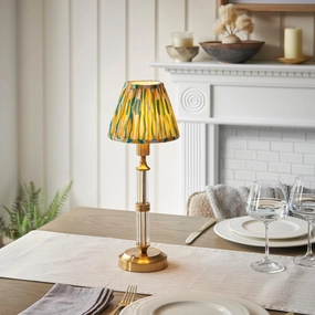 Morton Rechargeable Table Lamp & Ikat 16cm Yellow & Jade Shade ceramic table lamp