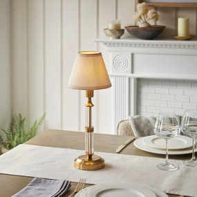 Morton Rechargeable Table Lamp & Ivy 16cm Vintage White Shade ceramic table lamp