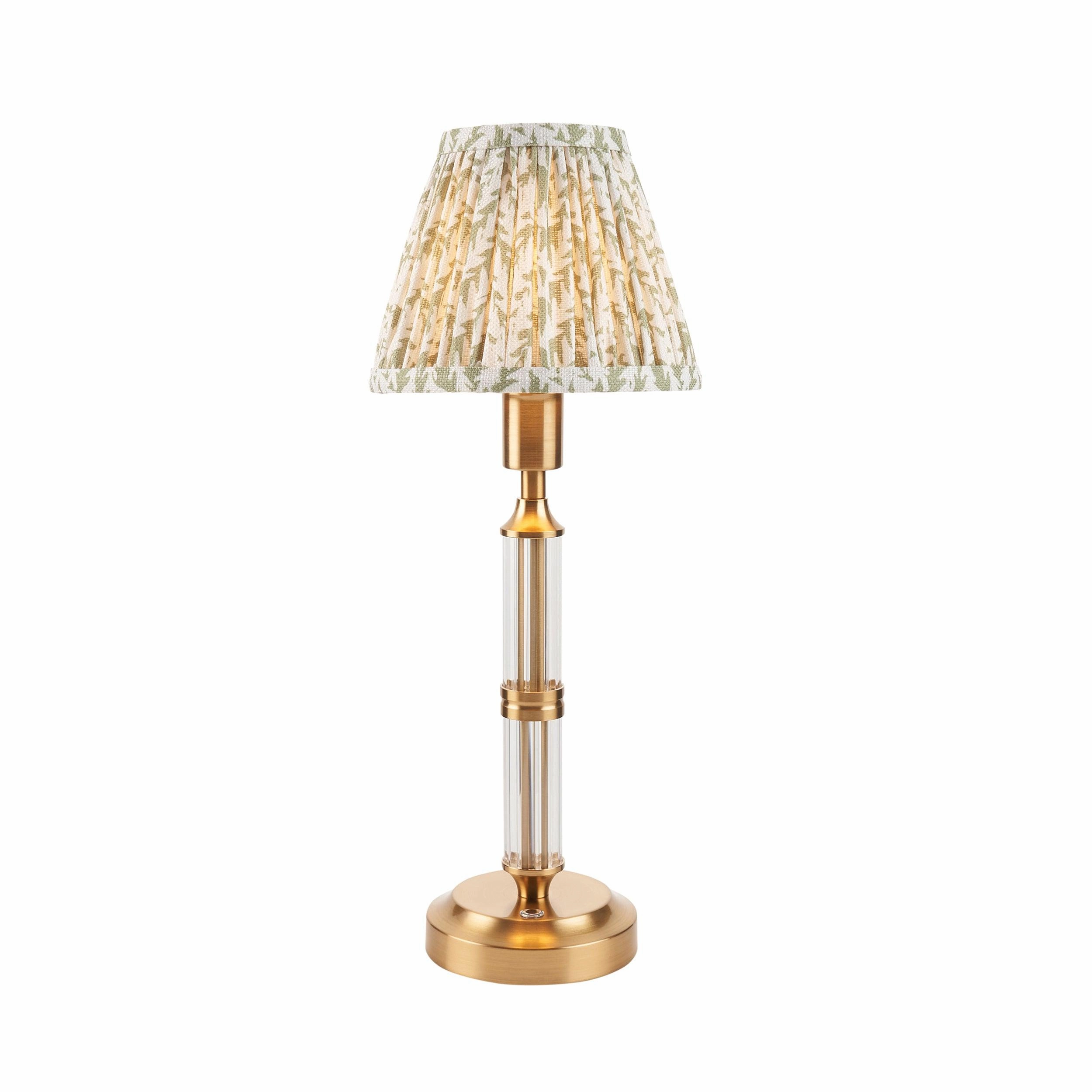 Morton Rechargeable Table Lamp & Leaf 16cm Herb Garden Green Shade