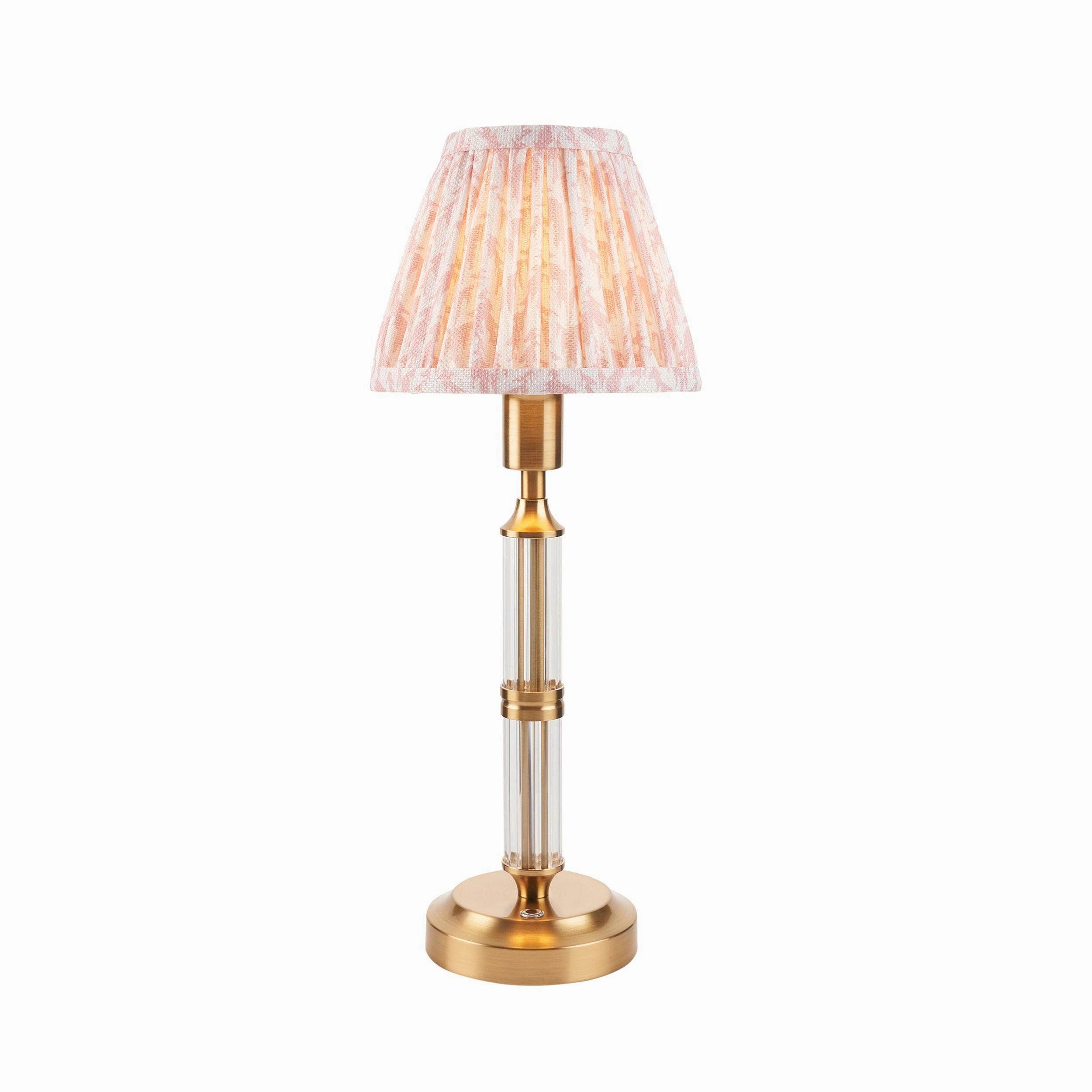 Morton Rechargeable Table Lamp & Leaf 16cm Peachy Keen Shade