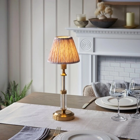 Morton Rechargeable Table Lamp & Leaf 16cm Peachy Keen Shade ceramic table lamp