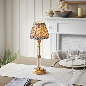Morton Rechargeable Table Lamp & Leaf 16cm Pearl Grey Shade ceramic table lamp