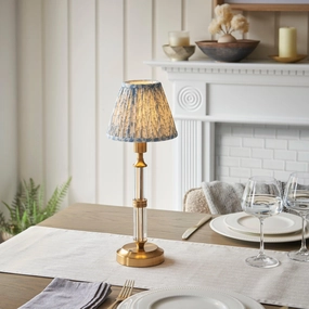 Morton Rechargeable Table Lamp & Leaf 16cm Shell Bay Blue Shade ceramic table lamp