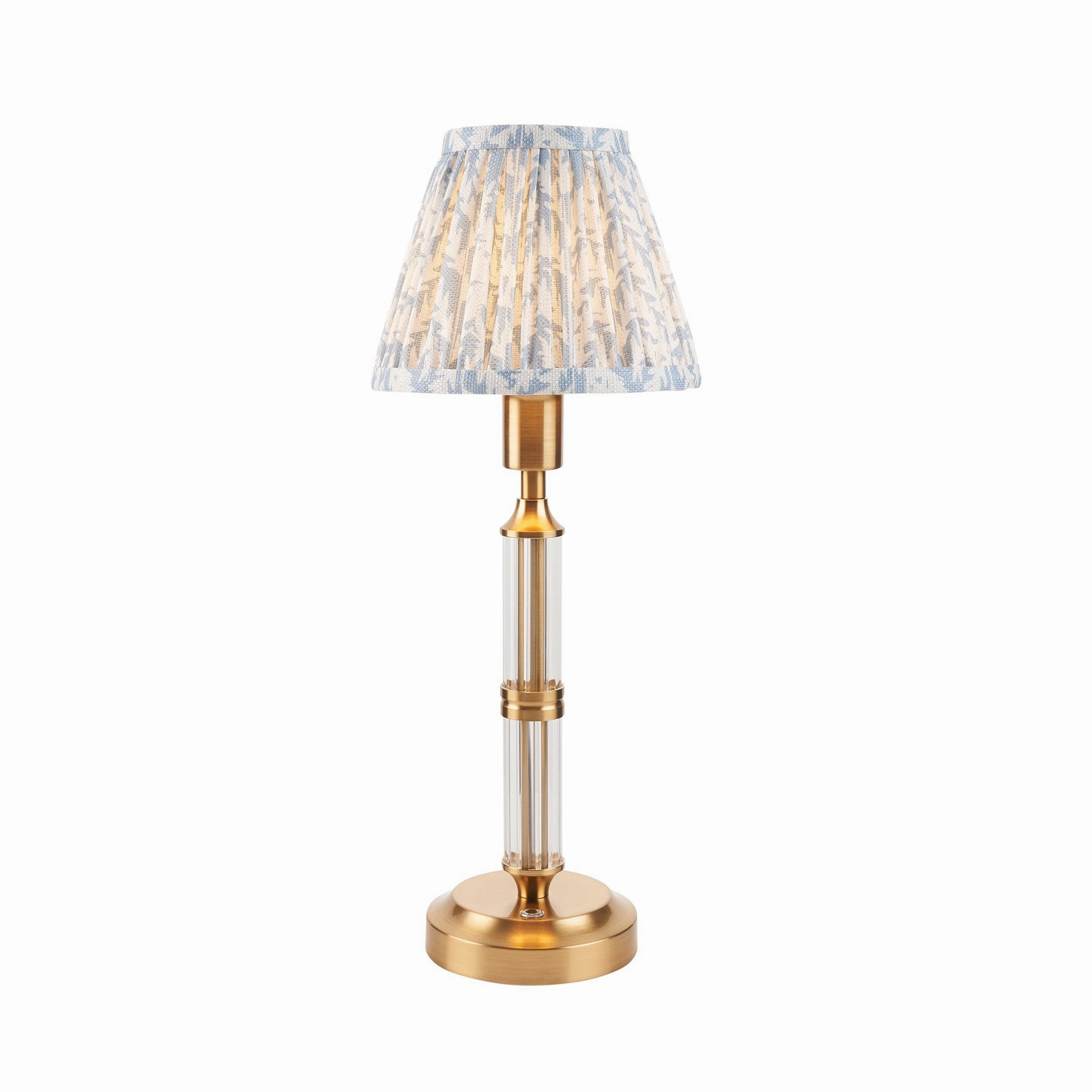 Morton Rechargeable Table Lamp & Leaf 16cm Shell Bay Blue Shade
