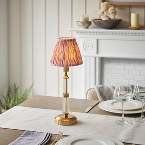 Morton Rechargeable Table Lamp & Ripple 16cm Coral Pink Shade ceramic table lamp