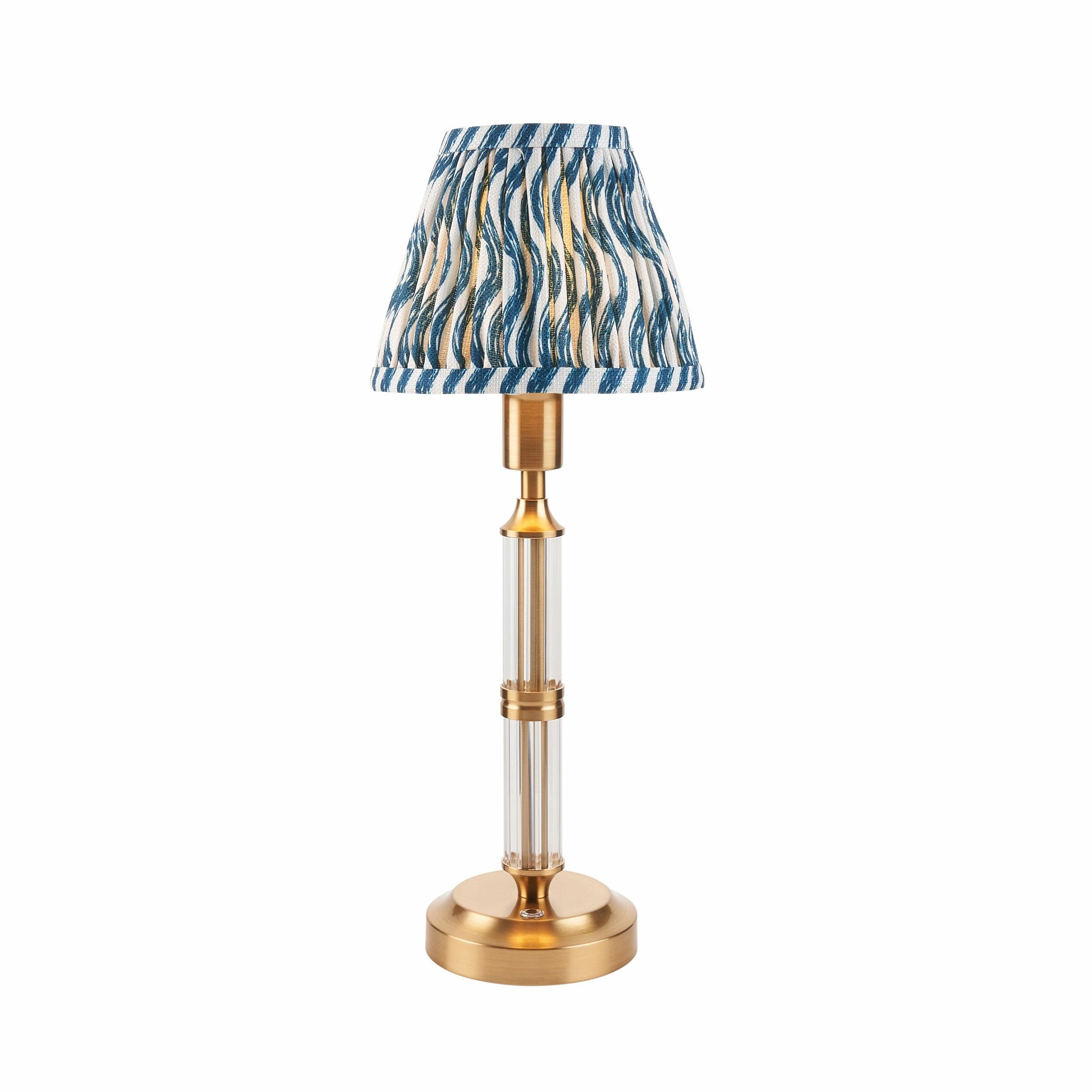 Morton Rechargeable Table Lamp & Ripple 16cm Marlin Blue Shade