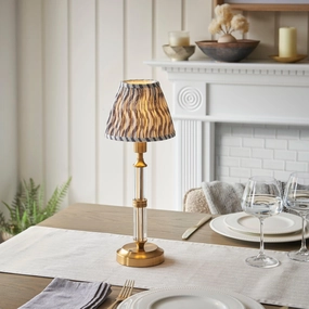 Morton Rechargeable Table Lamp & Ripple 16cm Pearl Grey Shade ceramic table lamp