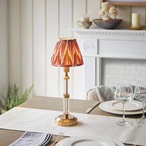Morton Rechargeable Table Lamp & Zigzag 16cm Apricot Orange Shade ceramic table lamp