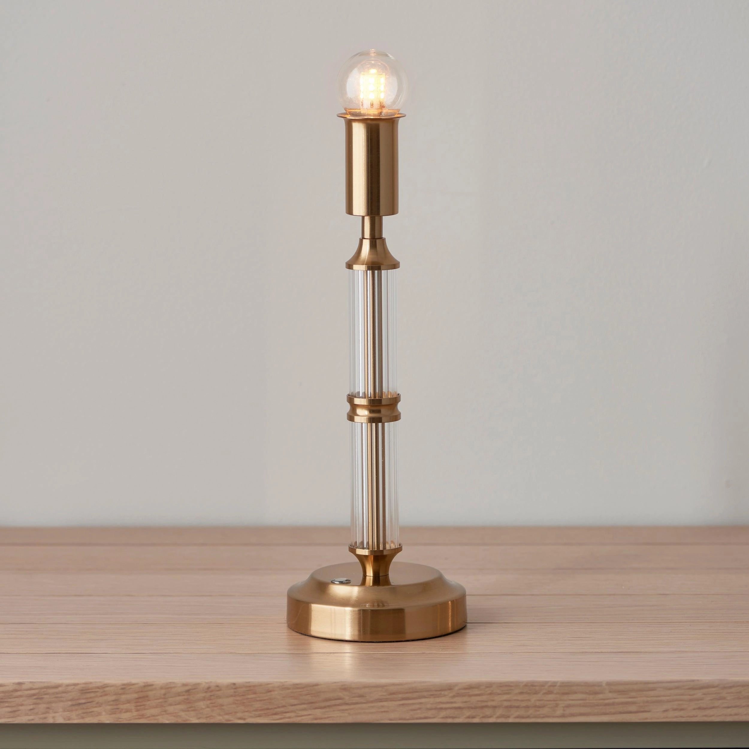 Morton Rechargeable Table Lamp & Zigzag 16cm Cotswold Green Shade