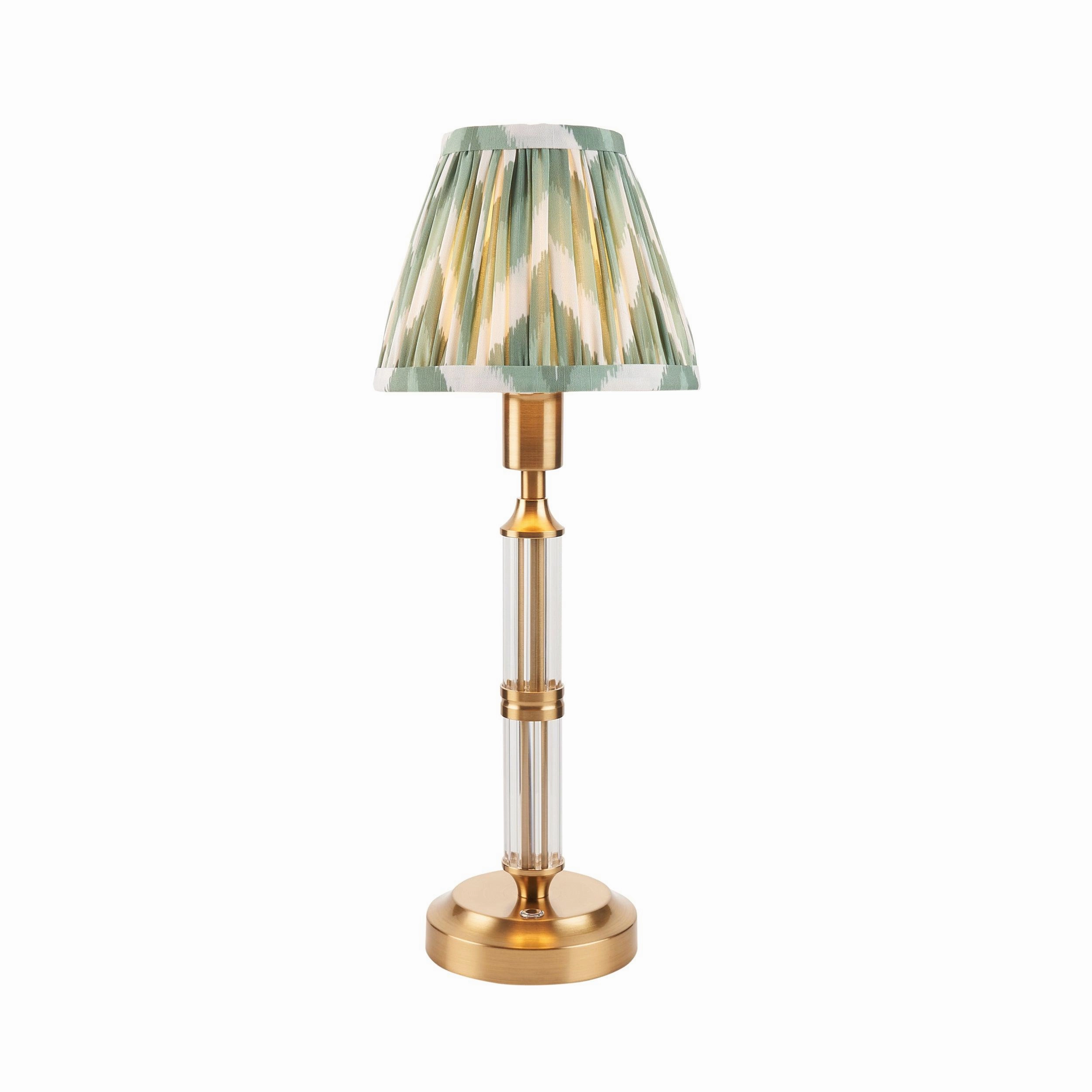 Morton Rechargeable Table Lamp & Zigzag 16cm Cotswold Green Shade