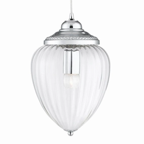 Moscow 1 Light Chrome/Clear Ribbed Glass Ceiling Pendant ambient ceiling fixture