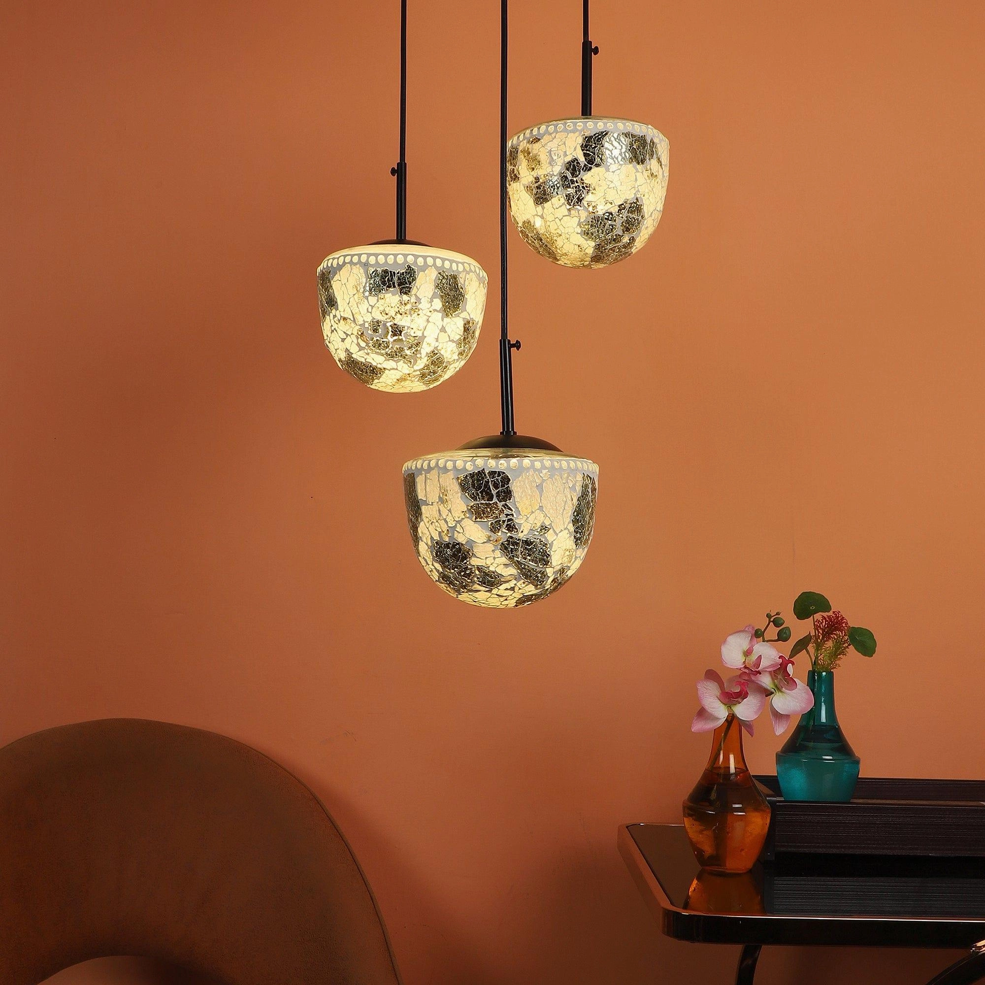 Multicolour  Metal 3 Hanging Light decorative ceiling fixture