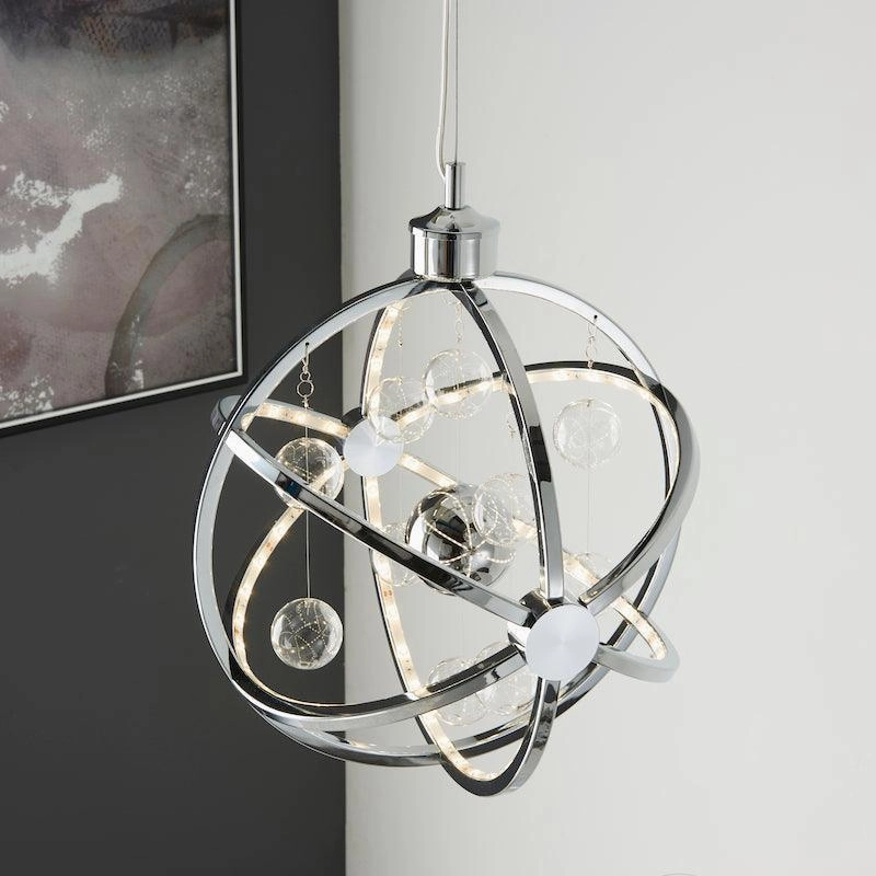 Muni Chrome & Clear Glass Pendant 39cm Ceiling Light