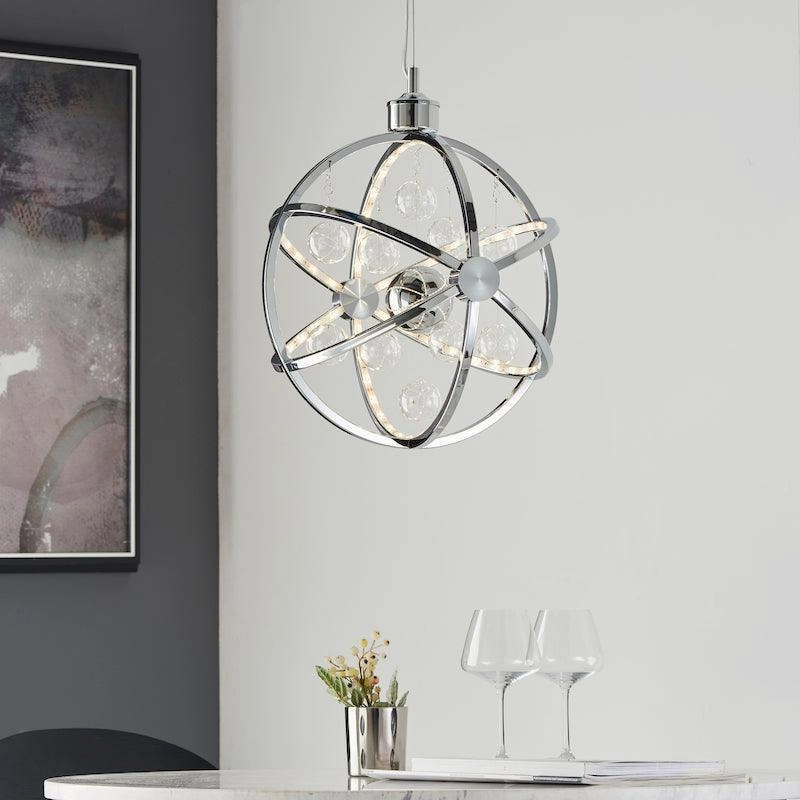 Muni Chrome & Clear Glass Pendant 39cm Ceiling Light