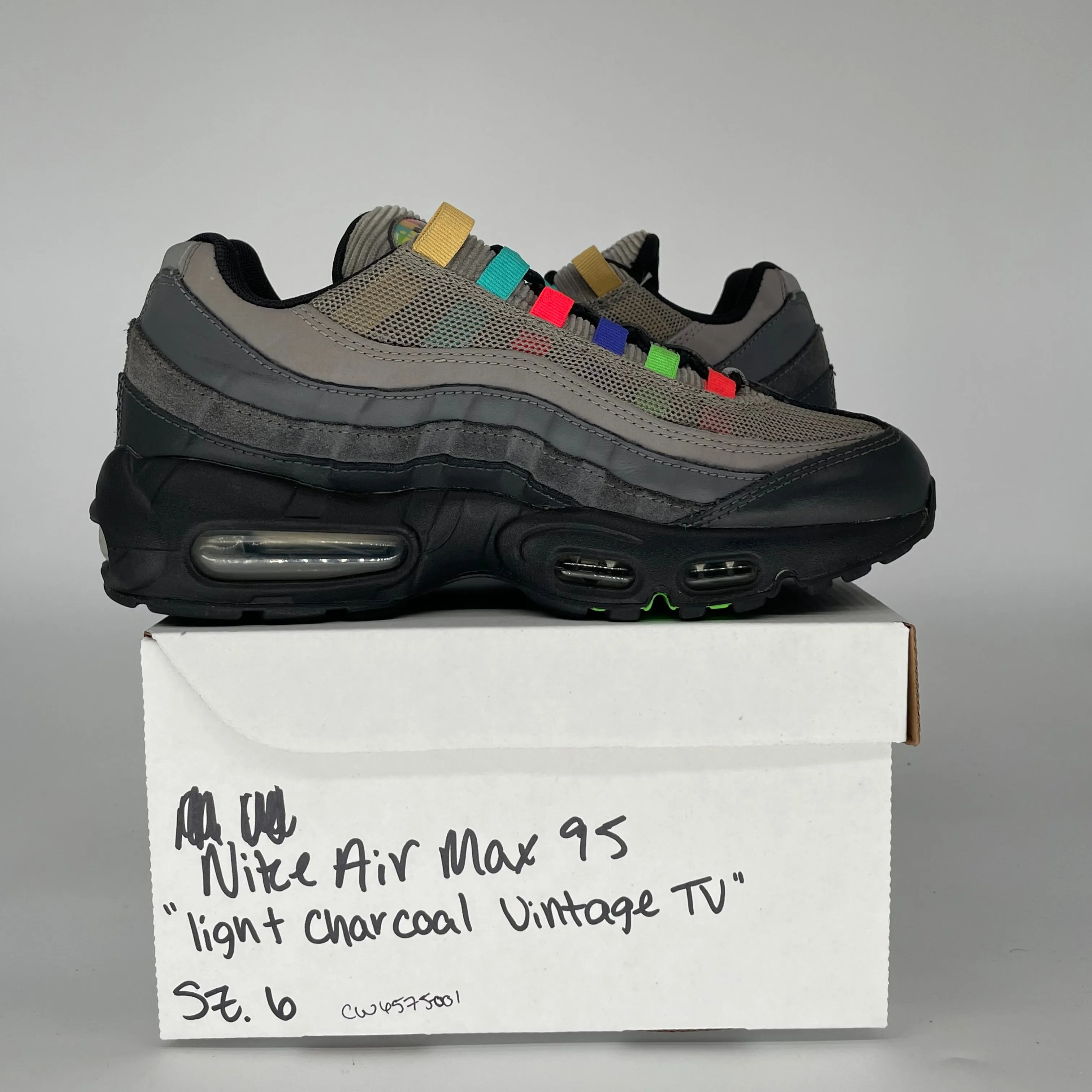 NIKE AIR MAX 95 LIGHT CHARCOAL VINTAGE TV SIZE 6 CQ6575-001