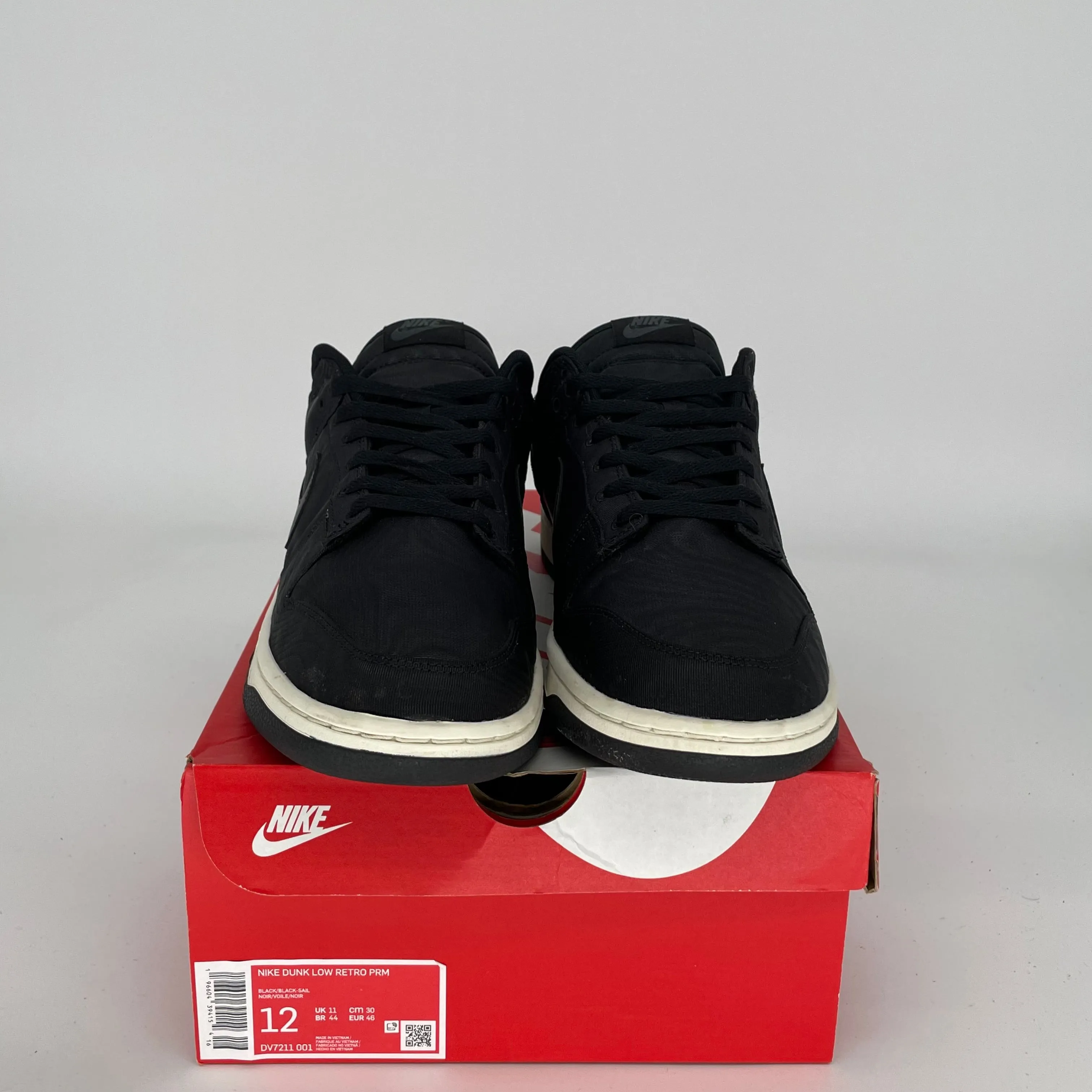 NIKE DUNK LOW BLACK CANVAS SIZE 12 DV7211-001