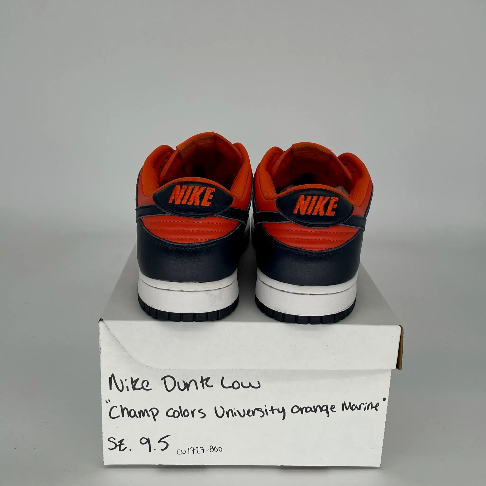 NIKE DUNK LOW CHAMP COLORS UNIVERSITY ORANGE MARINE SIZE 9.5 CU1727-800