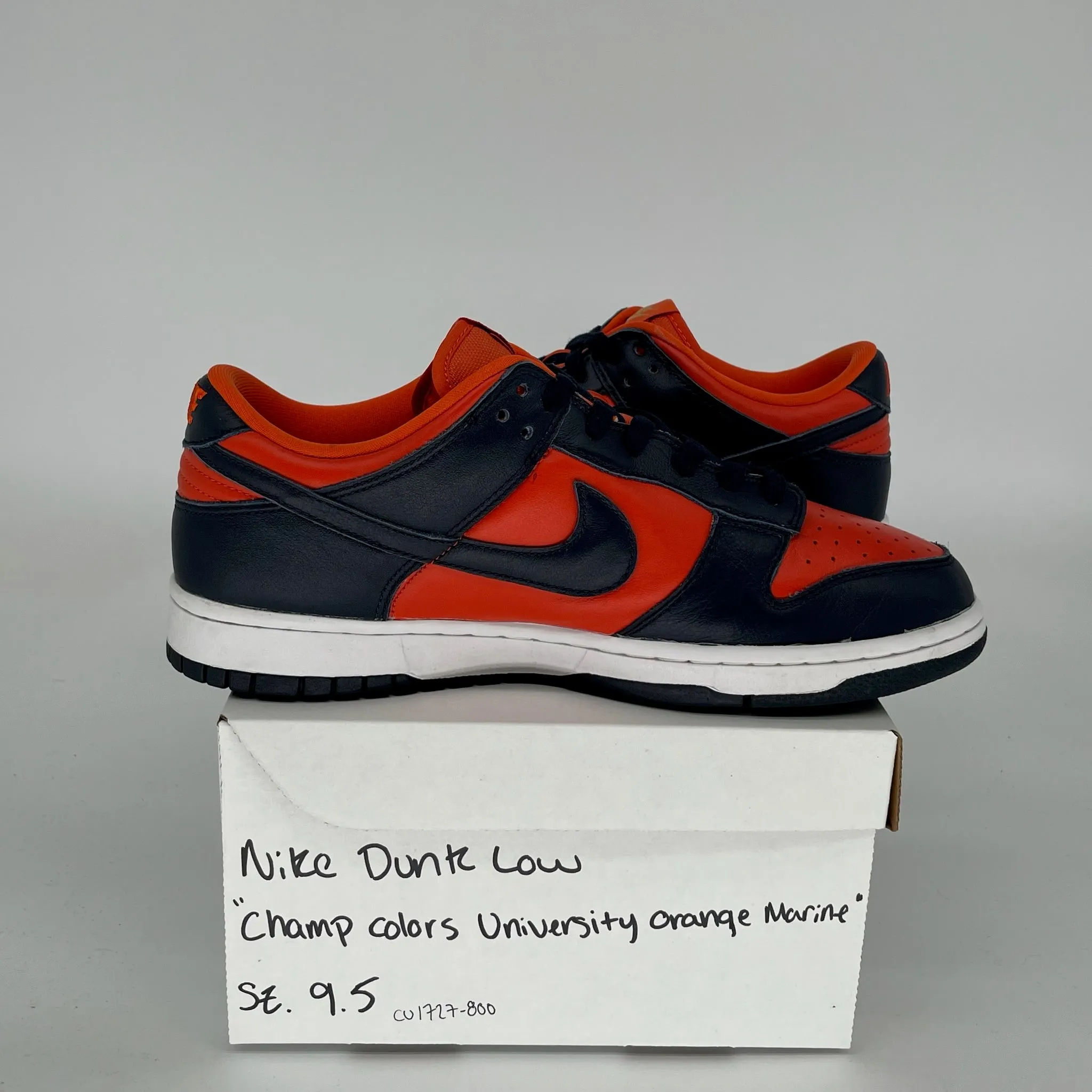 NIKE DUNK LOW CHAMP COLORS UNIVERSITY ORANGE MARINE SIZE 9.5 CU1727-800
