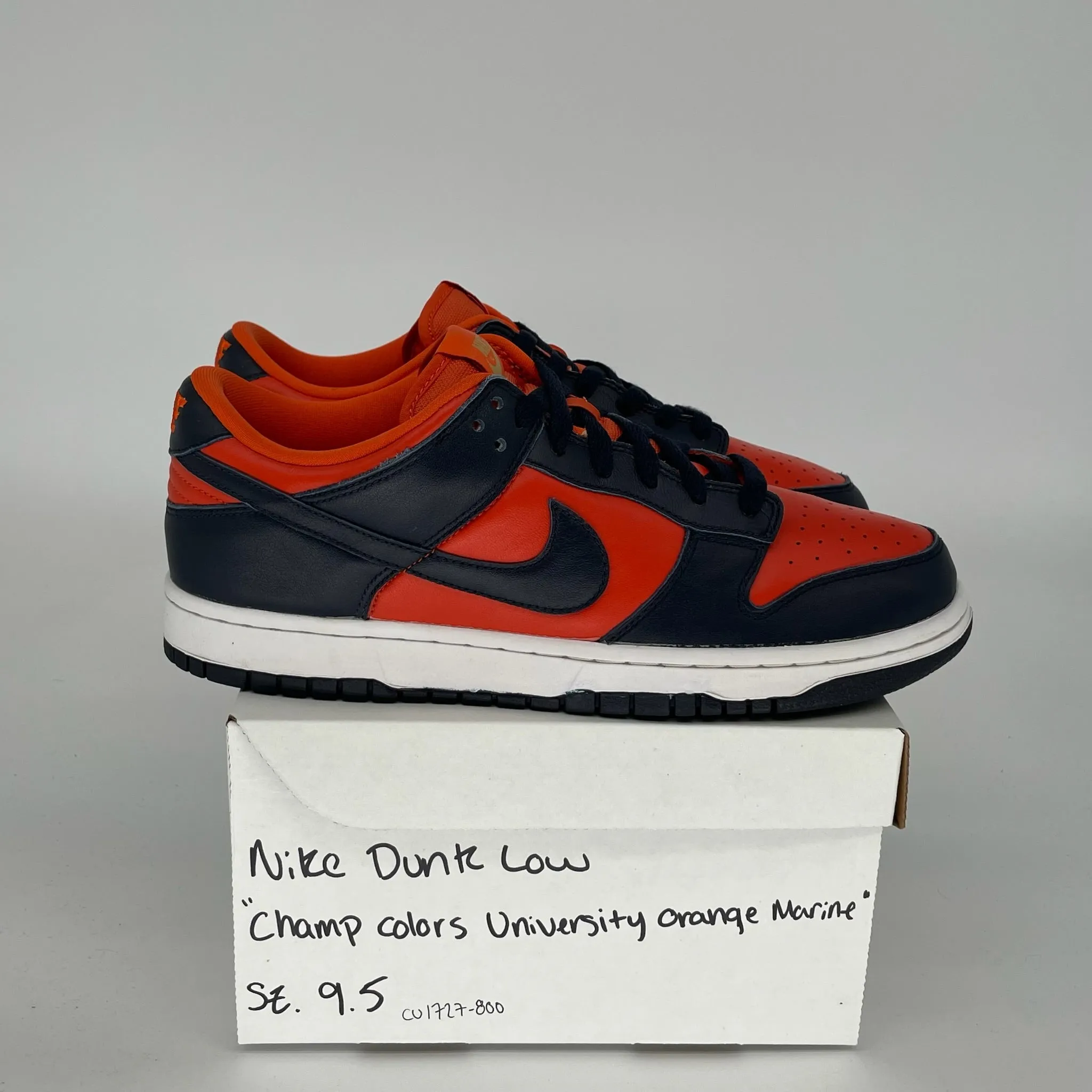 NIKE DUNK LOW CHAMP COLORS UNIVERSITY ORANGE MARINE SIZE 9.5 CU1727-800