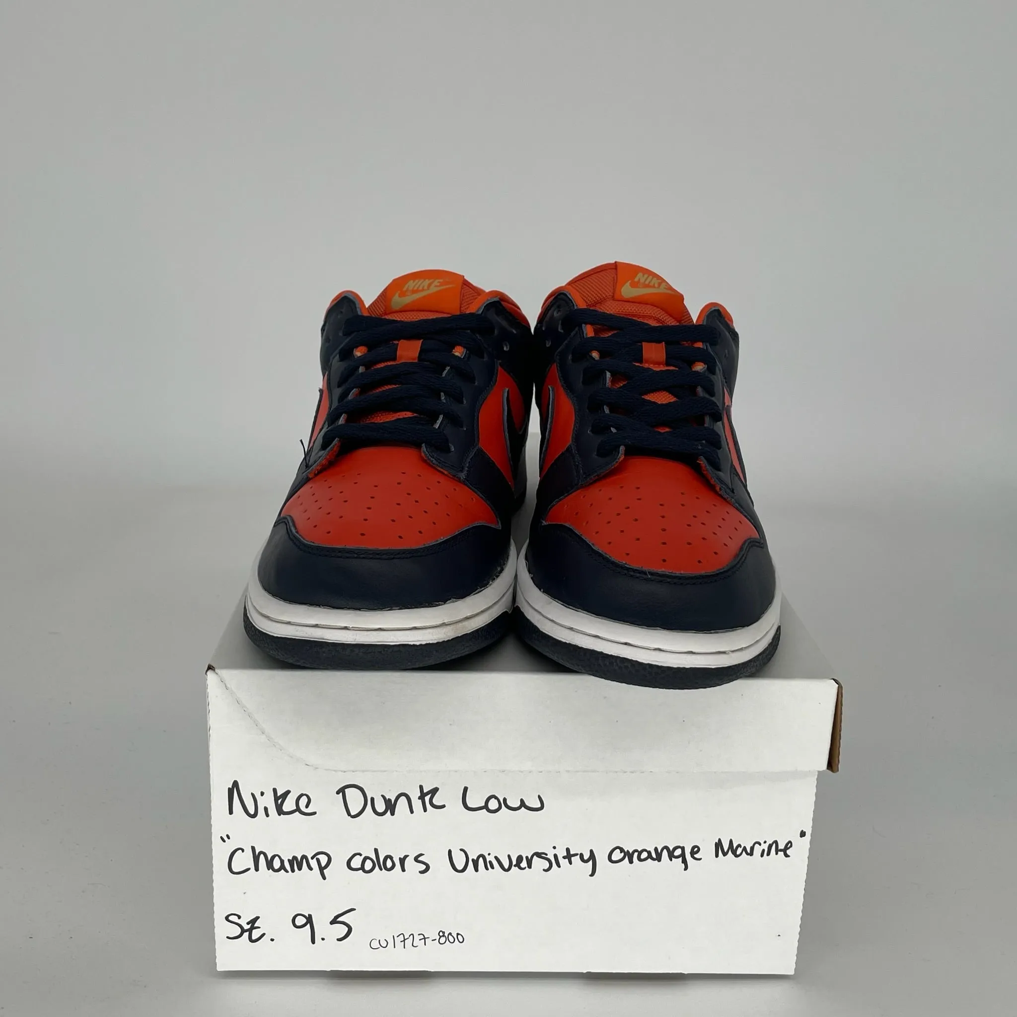 NIKE DUNK LOW CHAMP COLORS UNIVERSITY ORANGE MARINE SIZE 9.5 CU1727-800