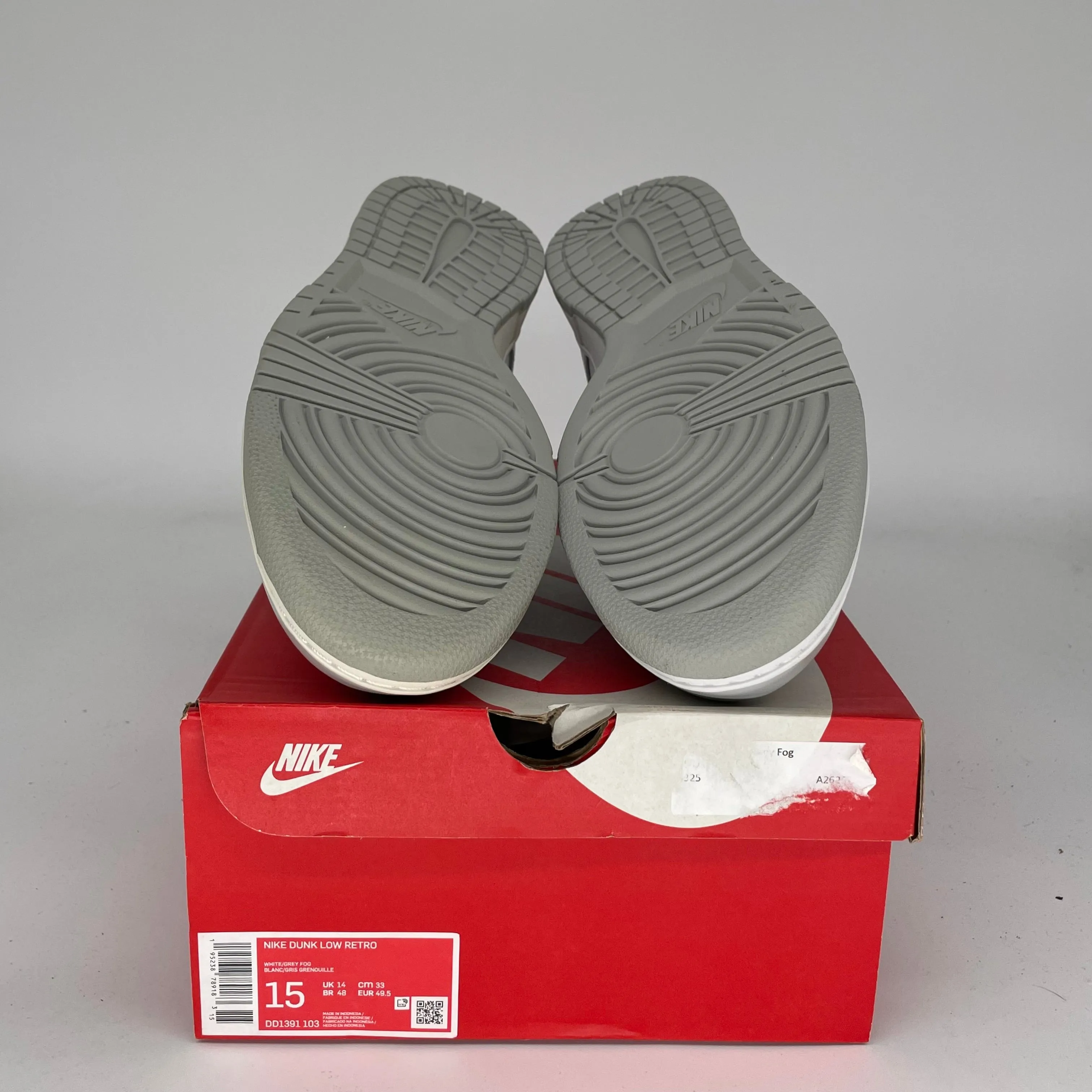NIKE DUNK LOW GREY FOG SIZE 15 DD1391-103