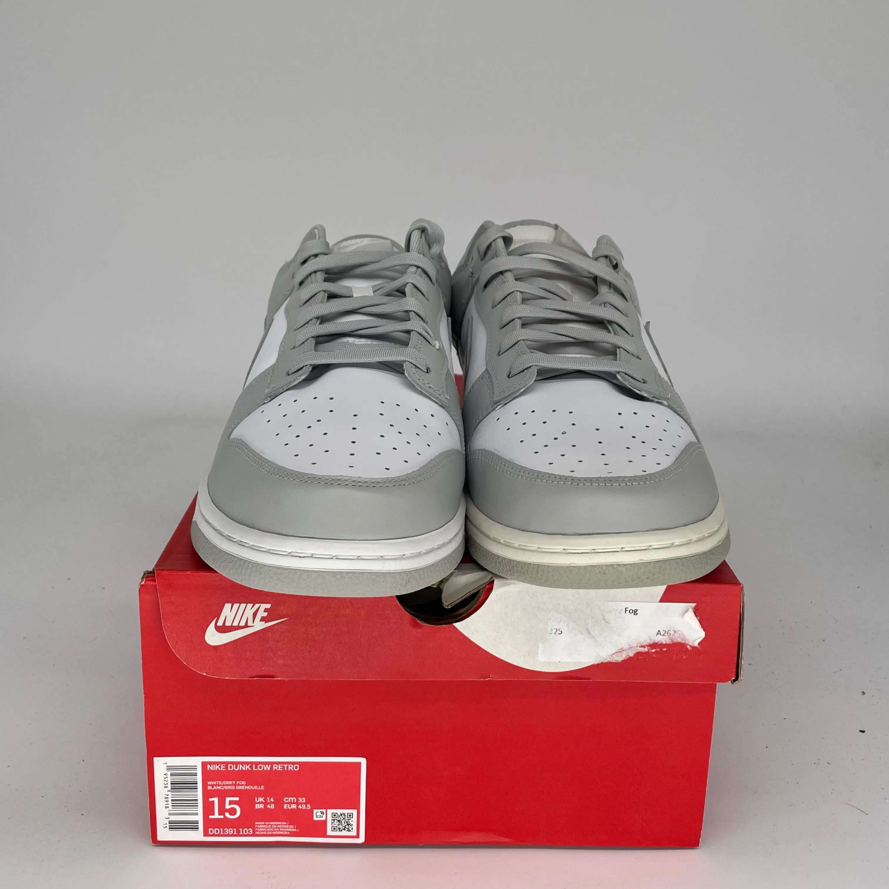 NIKE DUNK LOW GREY FOG SIZE 15 DD1391-103