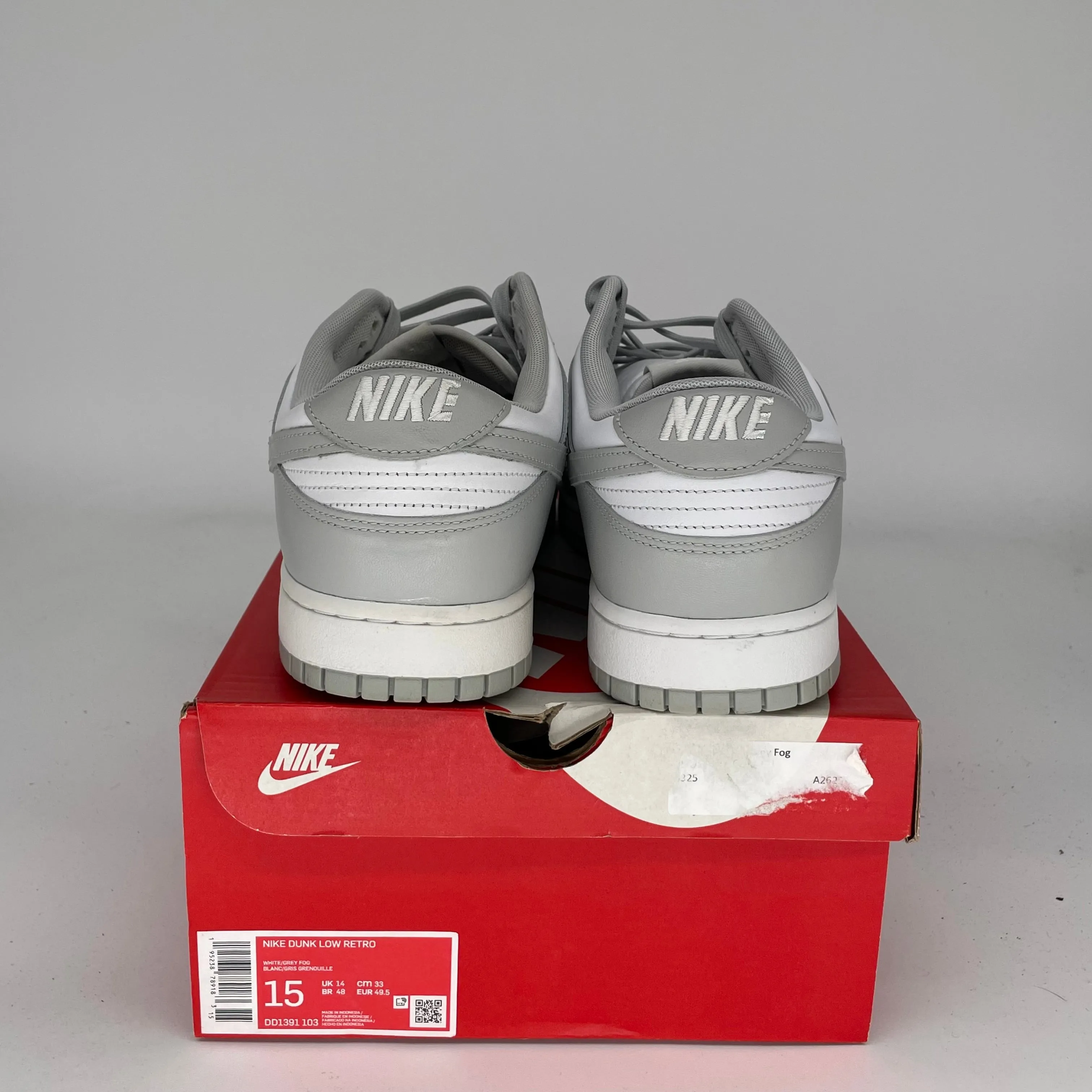 NIKE DUNK LOW GREY FOG SIZE 15 DD1391-103