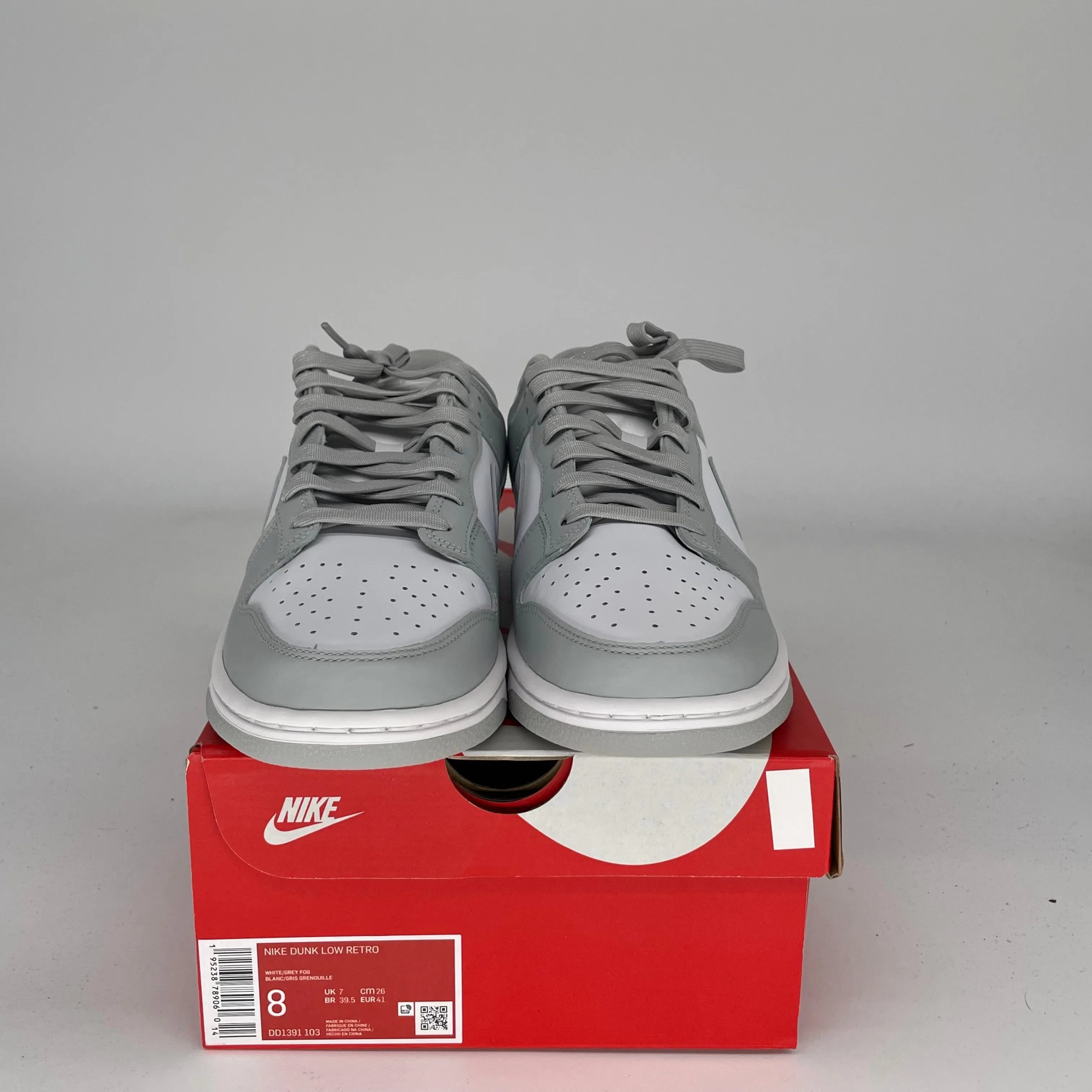 NIKE DUNK LOW GREY FOG SIZE 8 DD1391-103