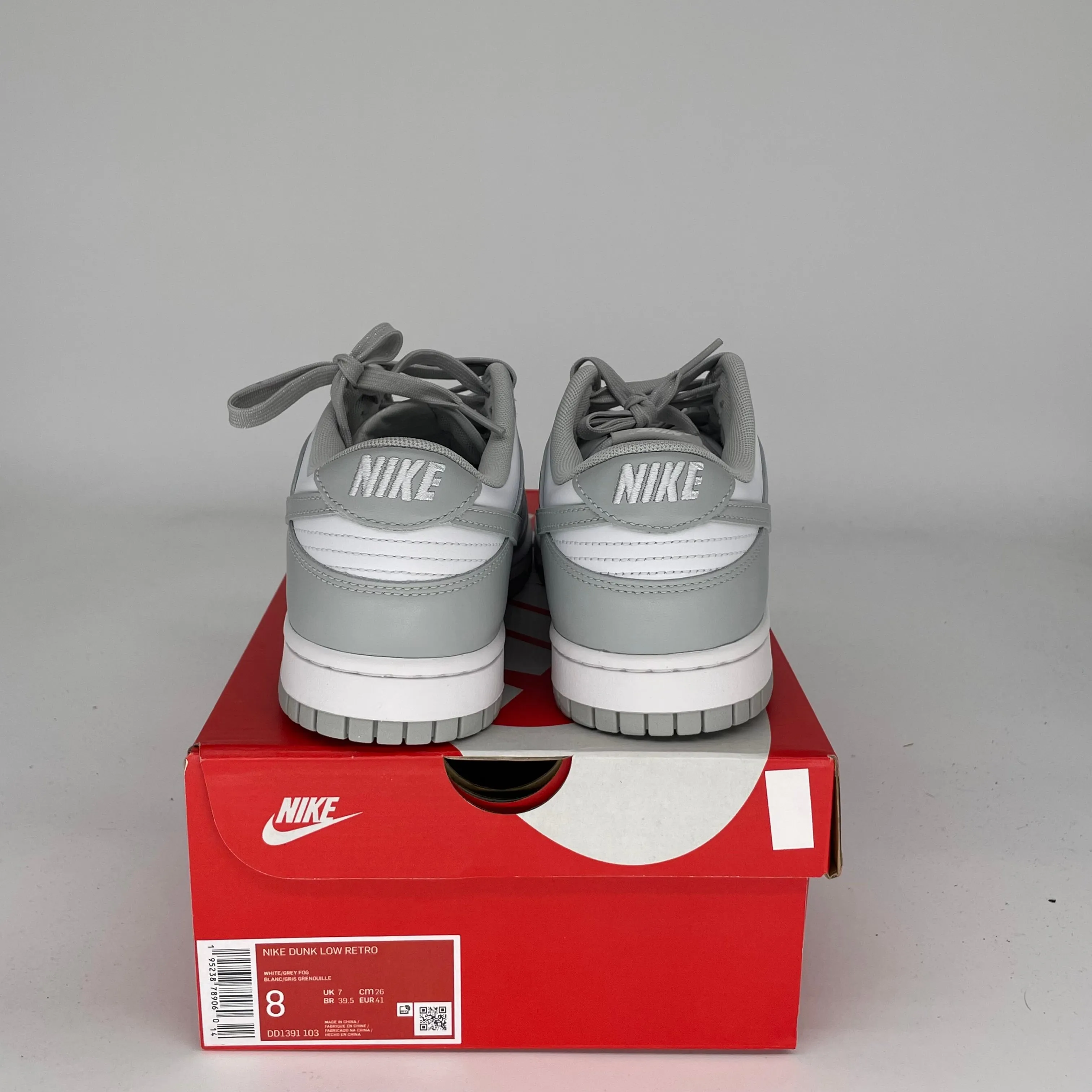 NIKE DUNK LOW GREY FOG SIZE 8 DD1391-103