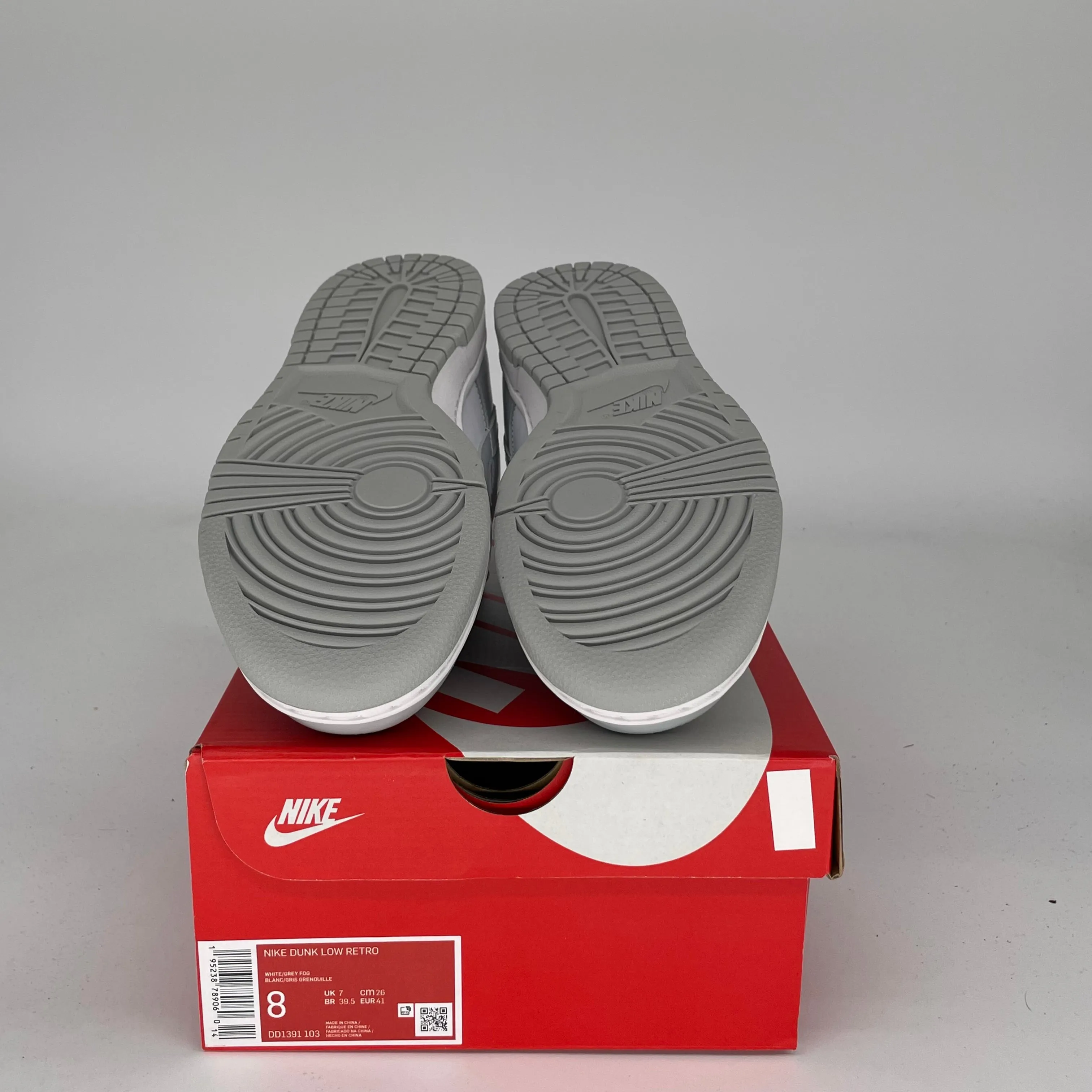 NIKE DUNK LOW GREY FOG SIZE 8 DD1391-103