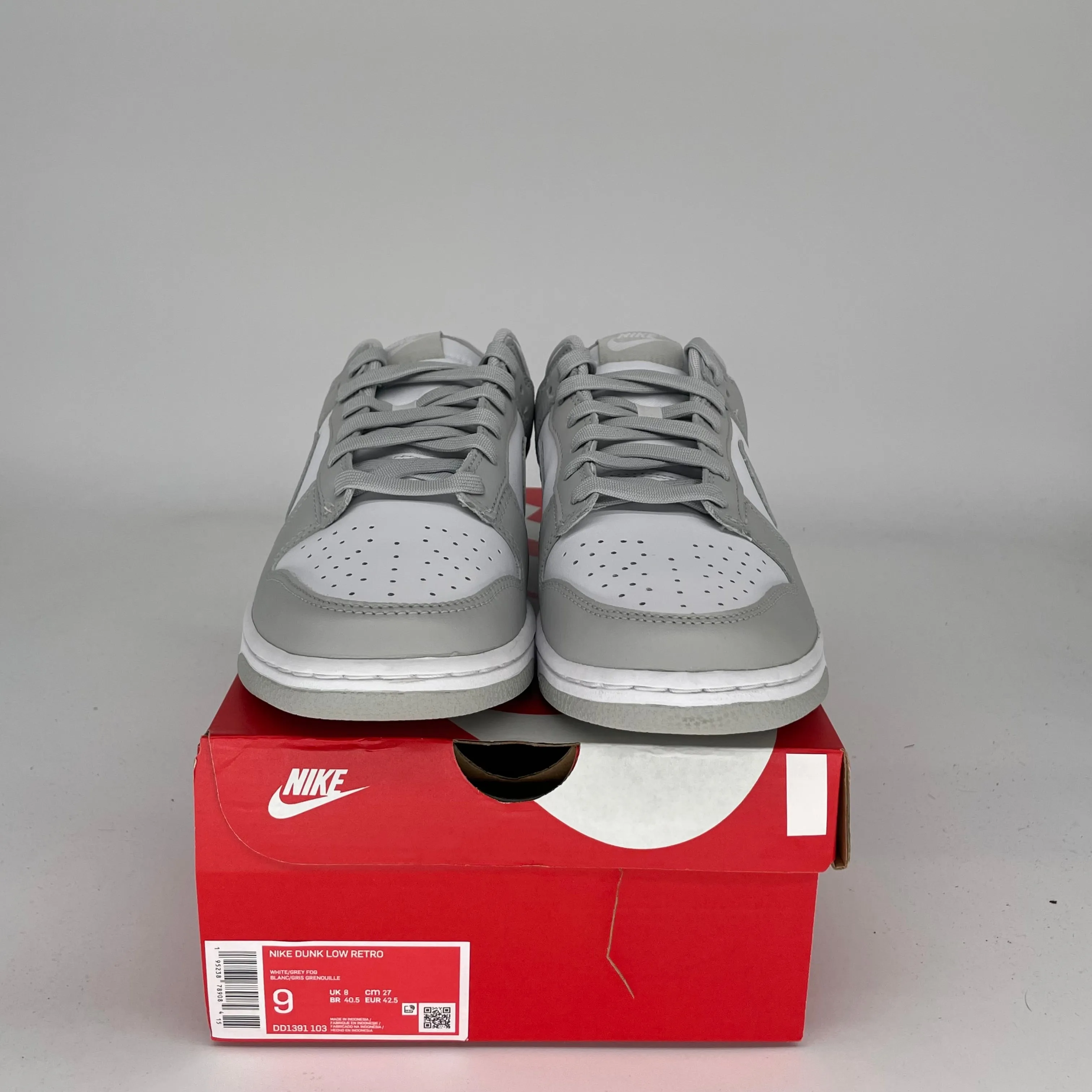 NIKE DUNK LOW GREY FOG SIZE 9 DD1391-103