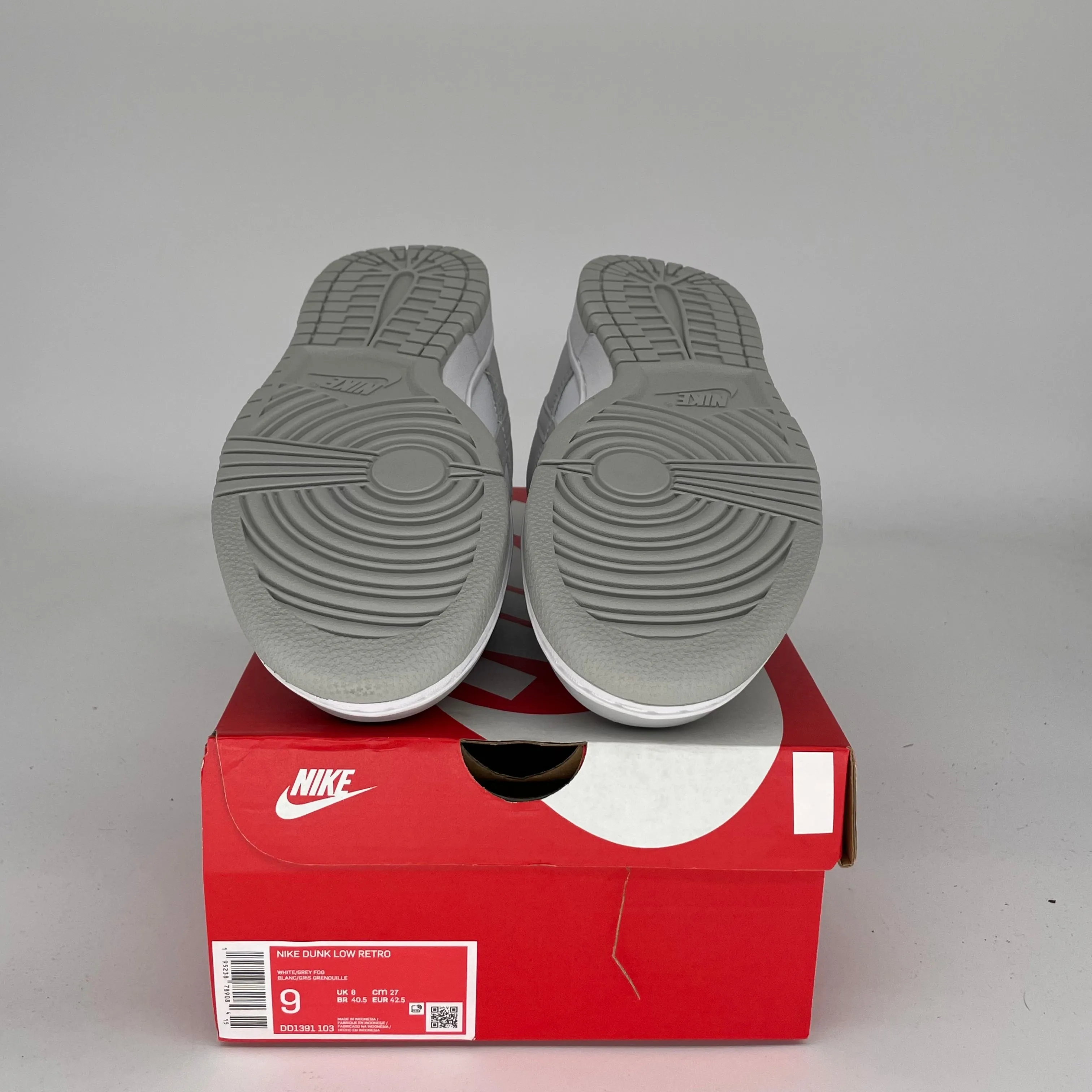 NIKE DUNK LOW GREY FOG SIZE 9 DD1391-103