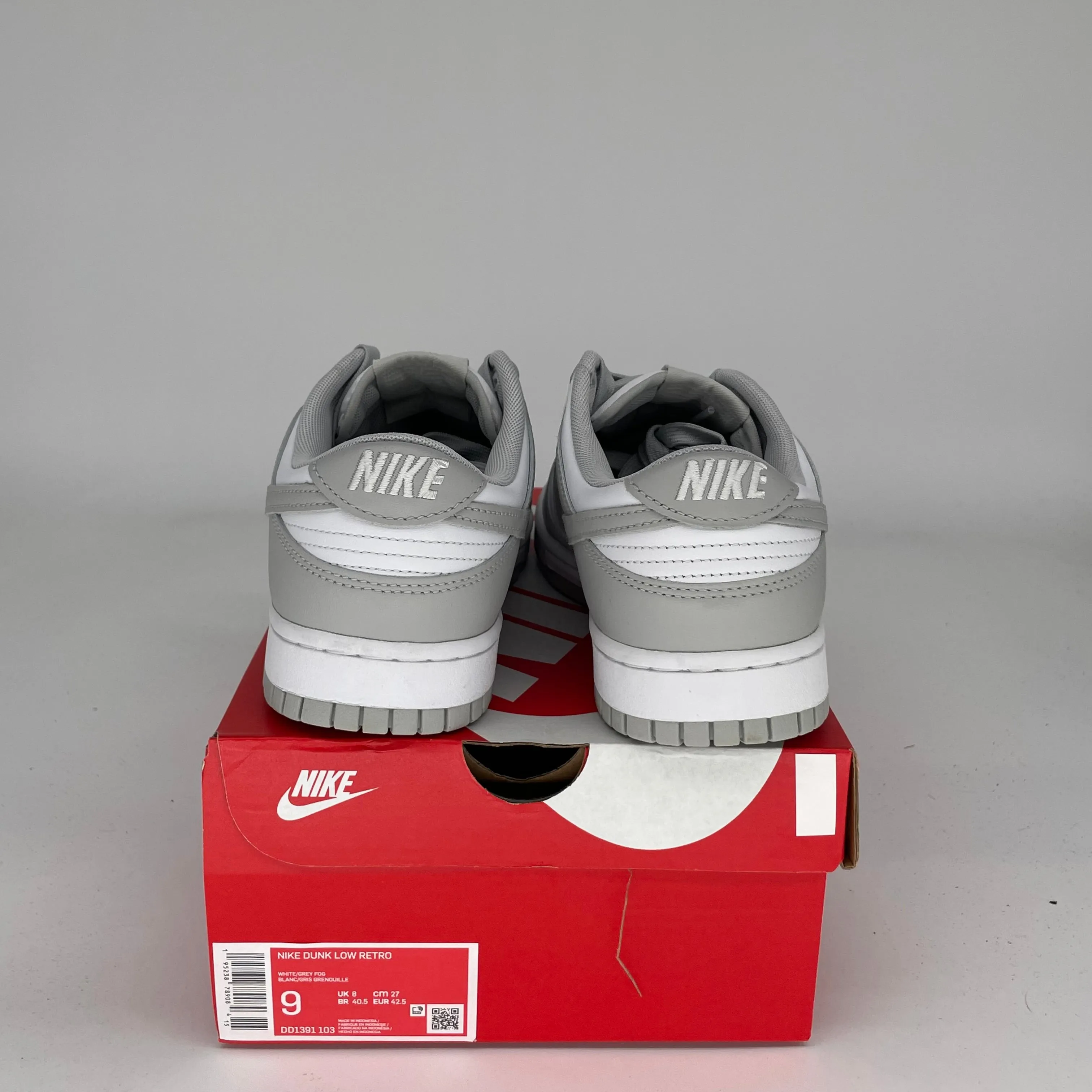 NIKE DUNK LOW GREY FOG SIZE 9 DD1391-103