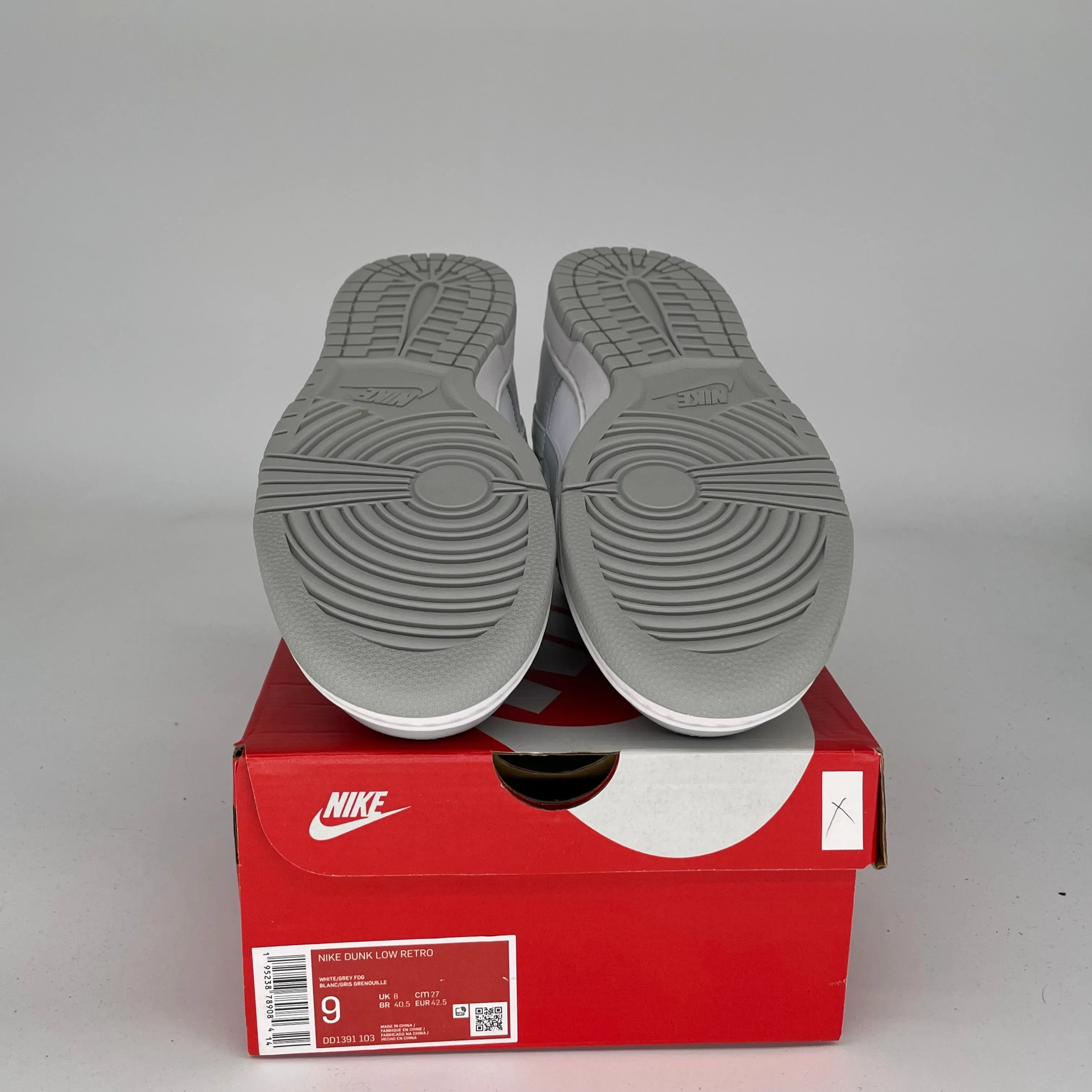 NIKE DUNK LOW GREY FOG SIZE 9 DD1391-103