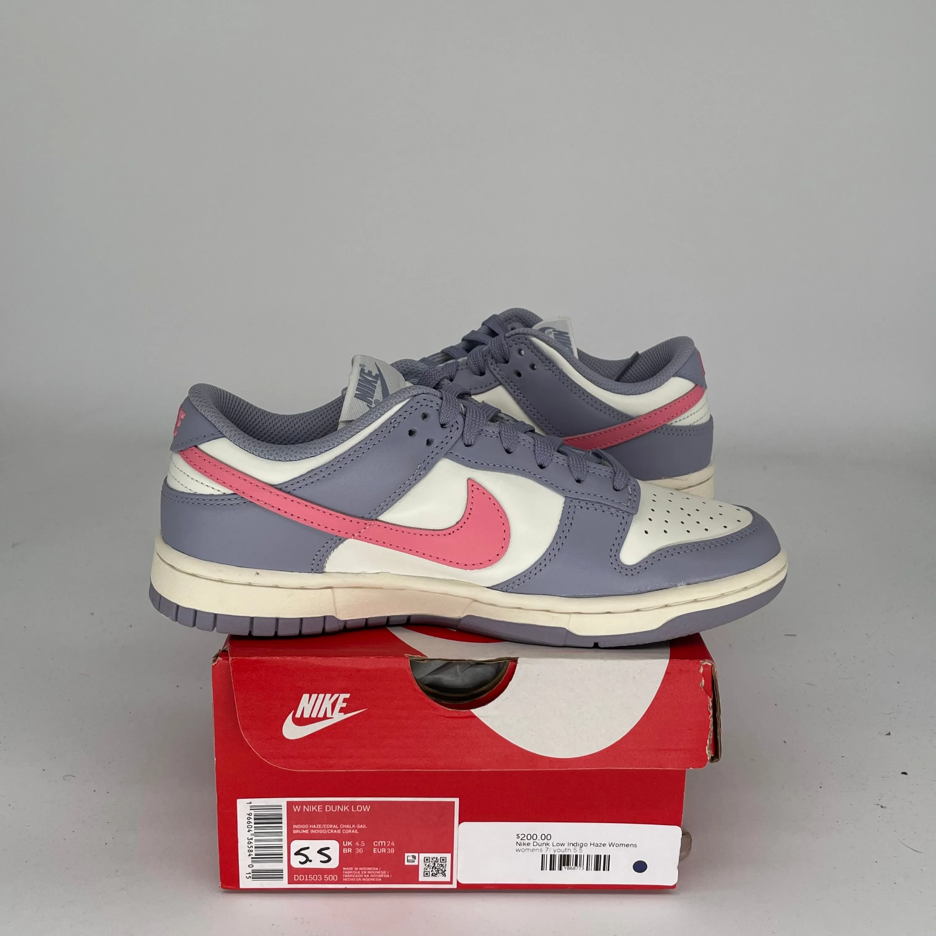 NIKE DUNK LOW INDIGO HAZE W SIZE 5.5/7W DD1503-500