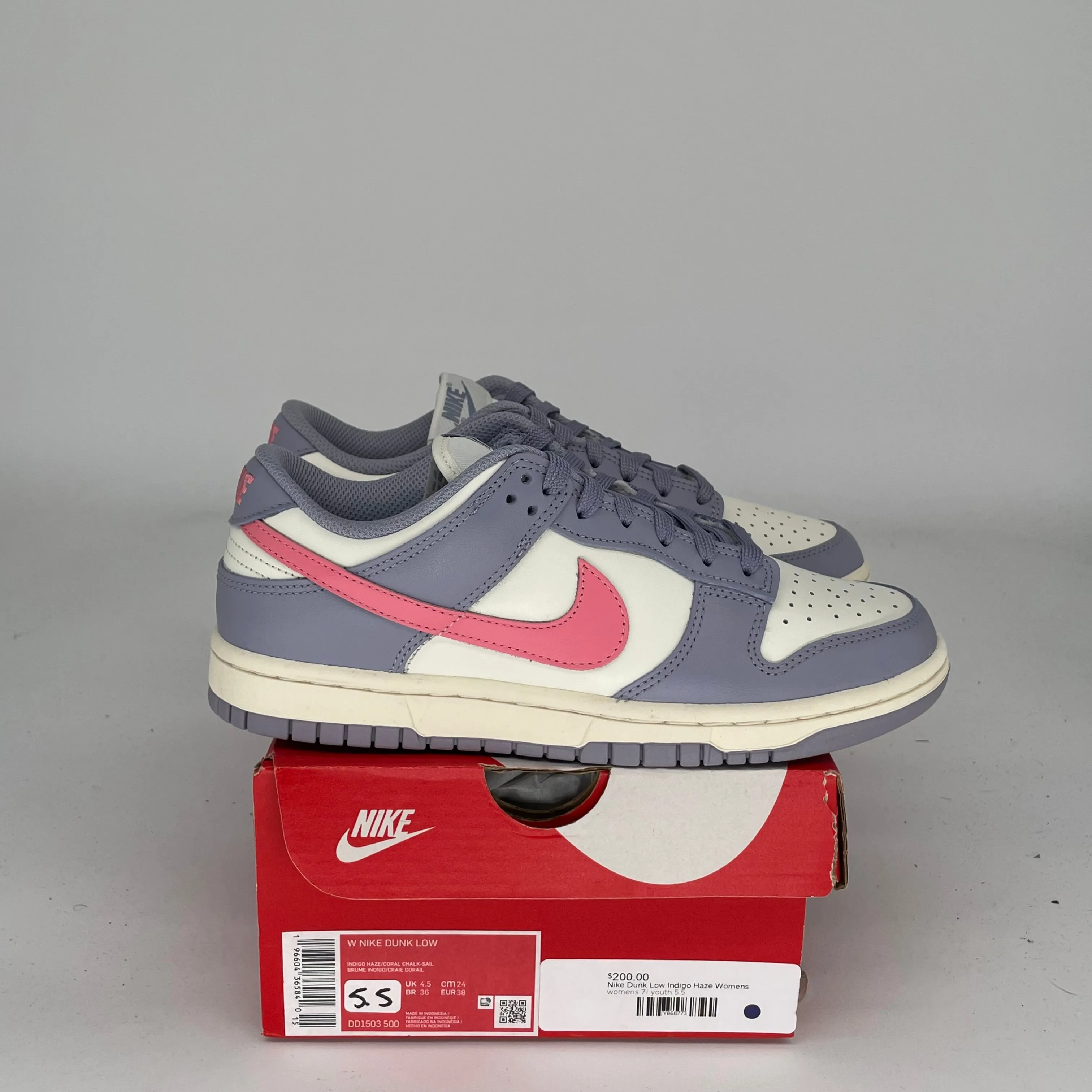 NIKE DUNK LOW INDIGO HAZE W SIZE 5.5/7W DD1503-500