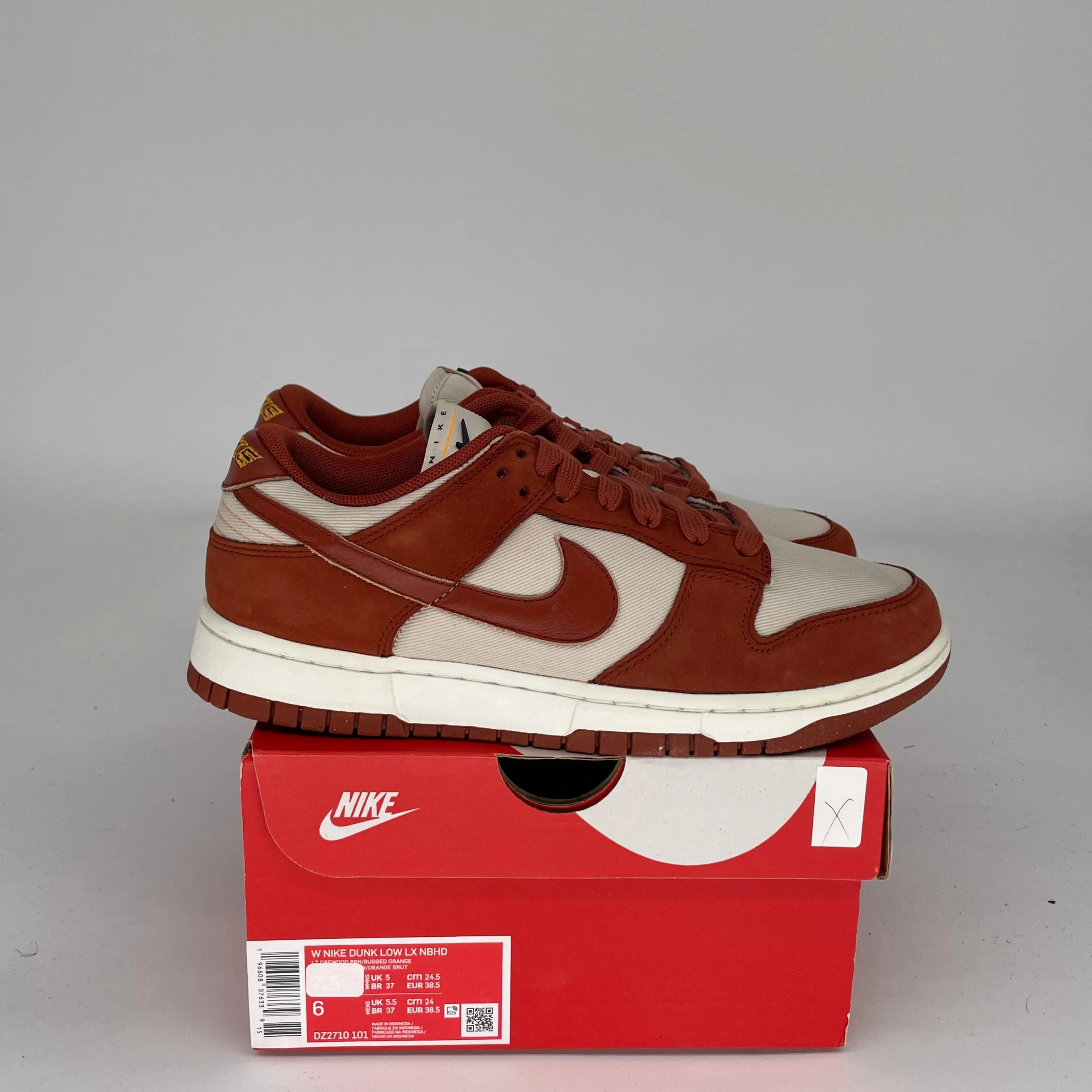 NIKE DUNK LOW LIGHT OREWOOD BROWN RUGGED ORANGE W SIZE 6/7.5W DZ2710-101