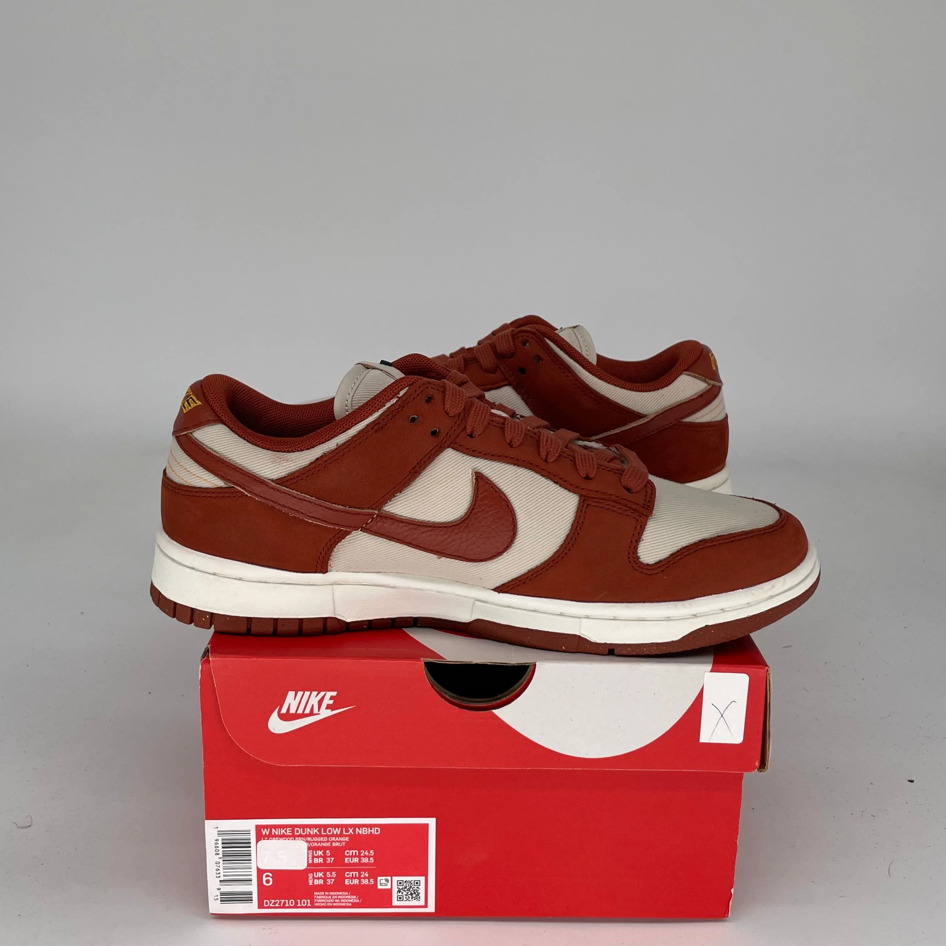 NIKE DUNK LOW LIGHT OREWOOD BROWN RUGGED ORANGE W SIZE 6/7.5W DZ2710-101