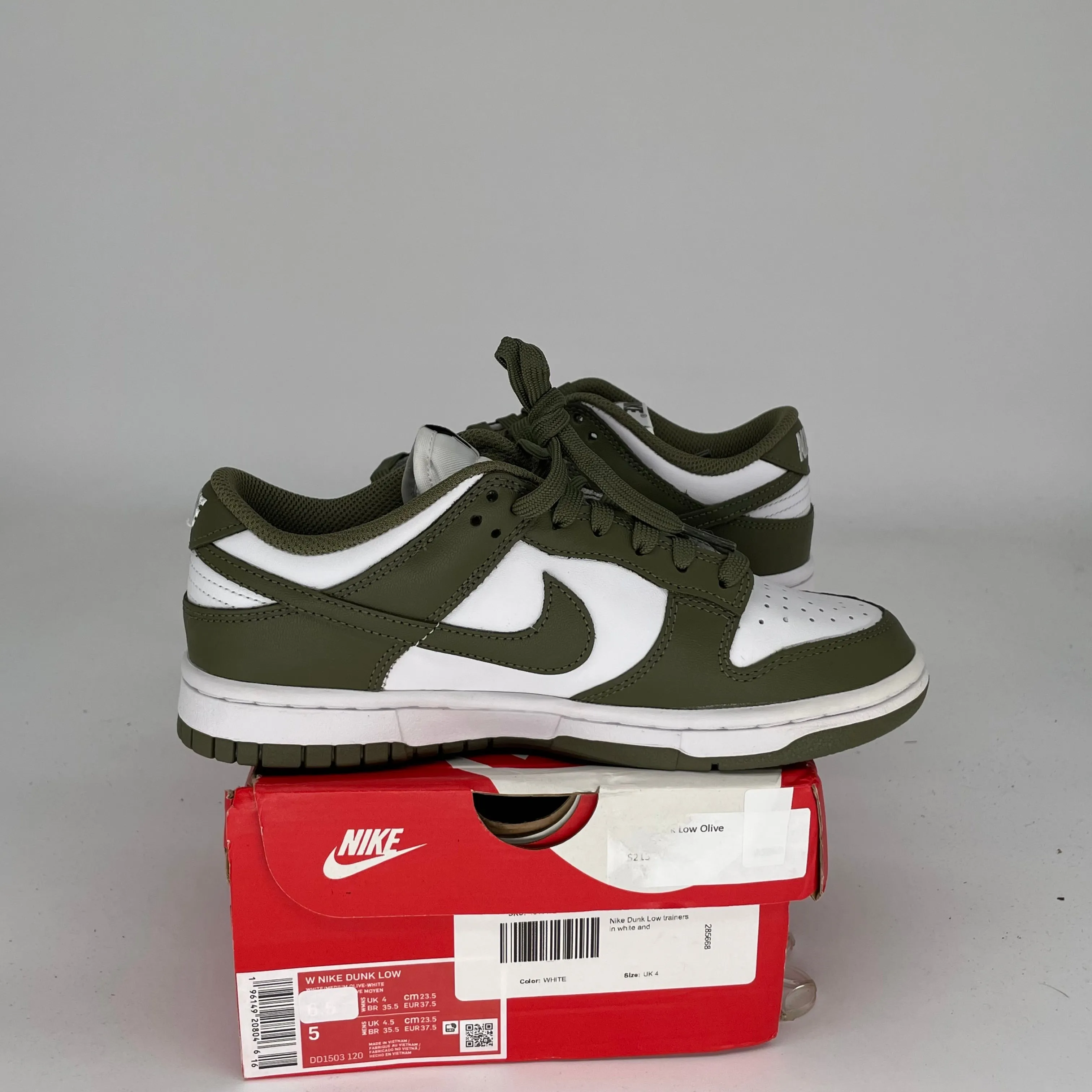 NIKE DUNK LOW MEDIUM OLIVE W SIZE 5/6.5W DD1503-120