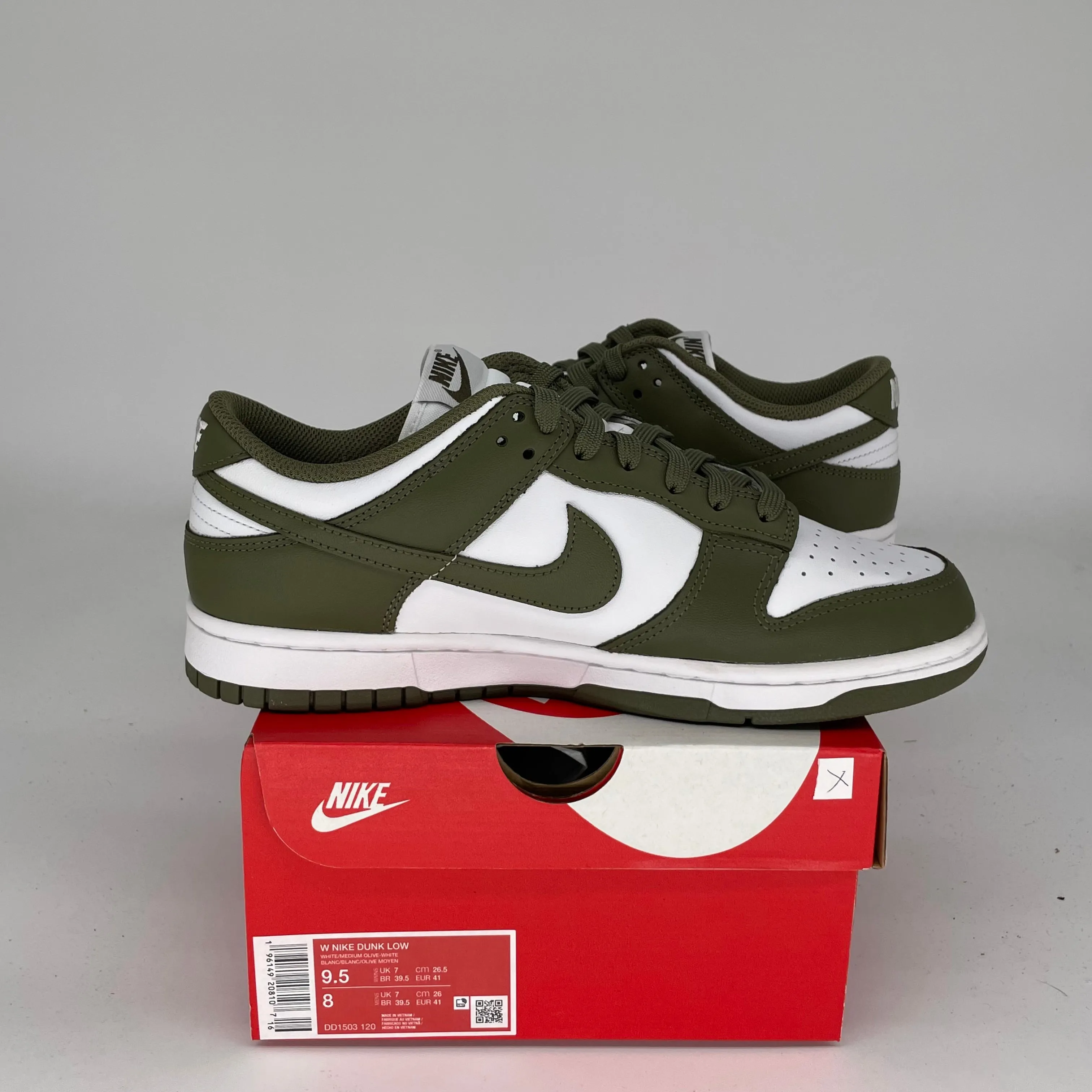 NIKE DUNK LOW MEDIUM OLIVE W SIZE 8/9.5W DD1503-120